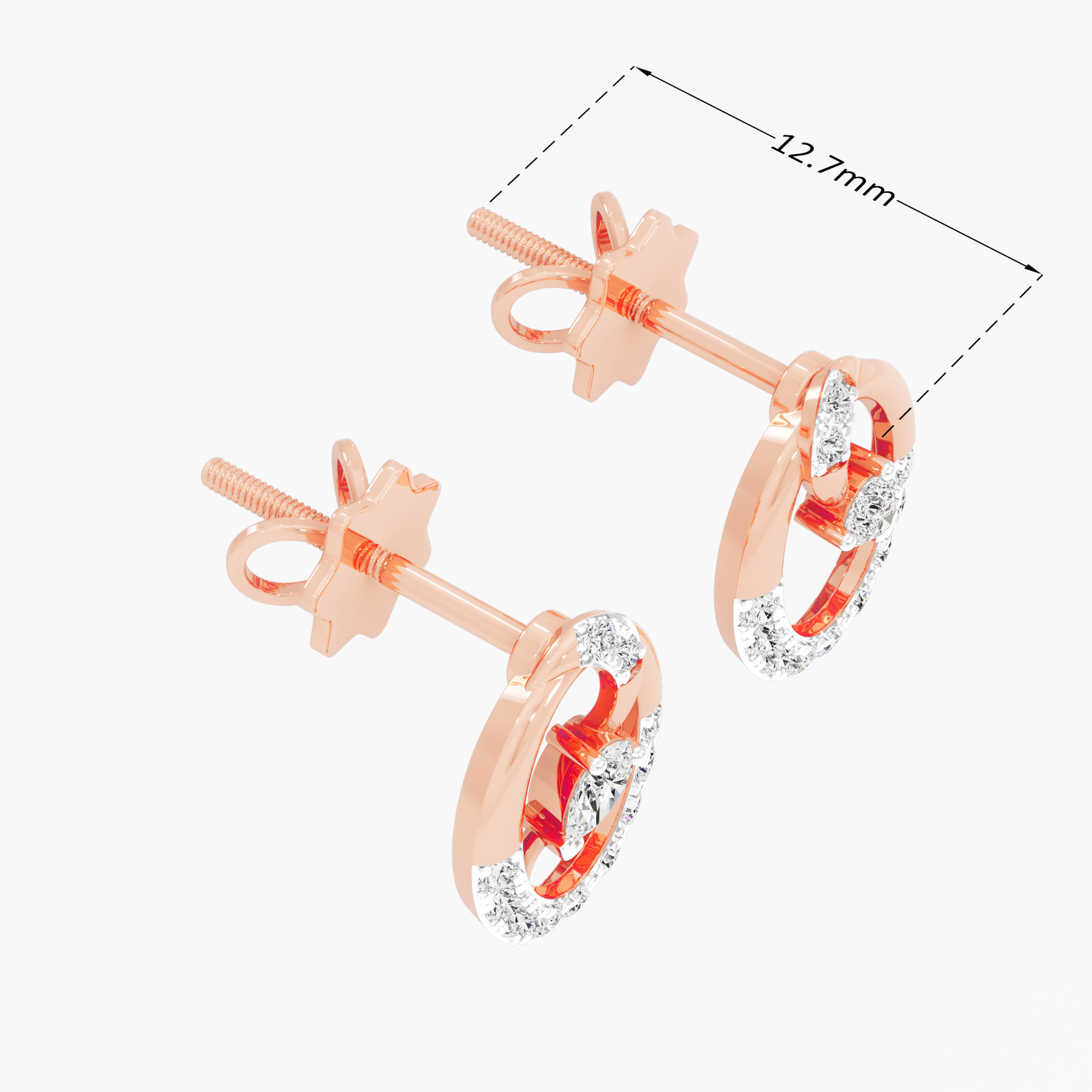 Gilded Orbit Studs Studs Earrings in 9KT Rose Gold (Diamond Quality: FG-VVS VS)