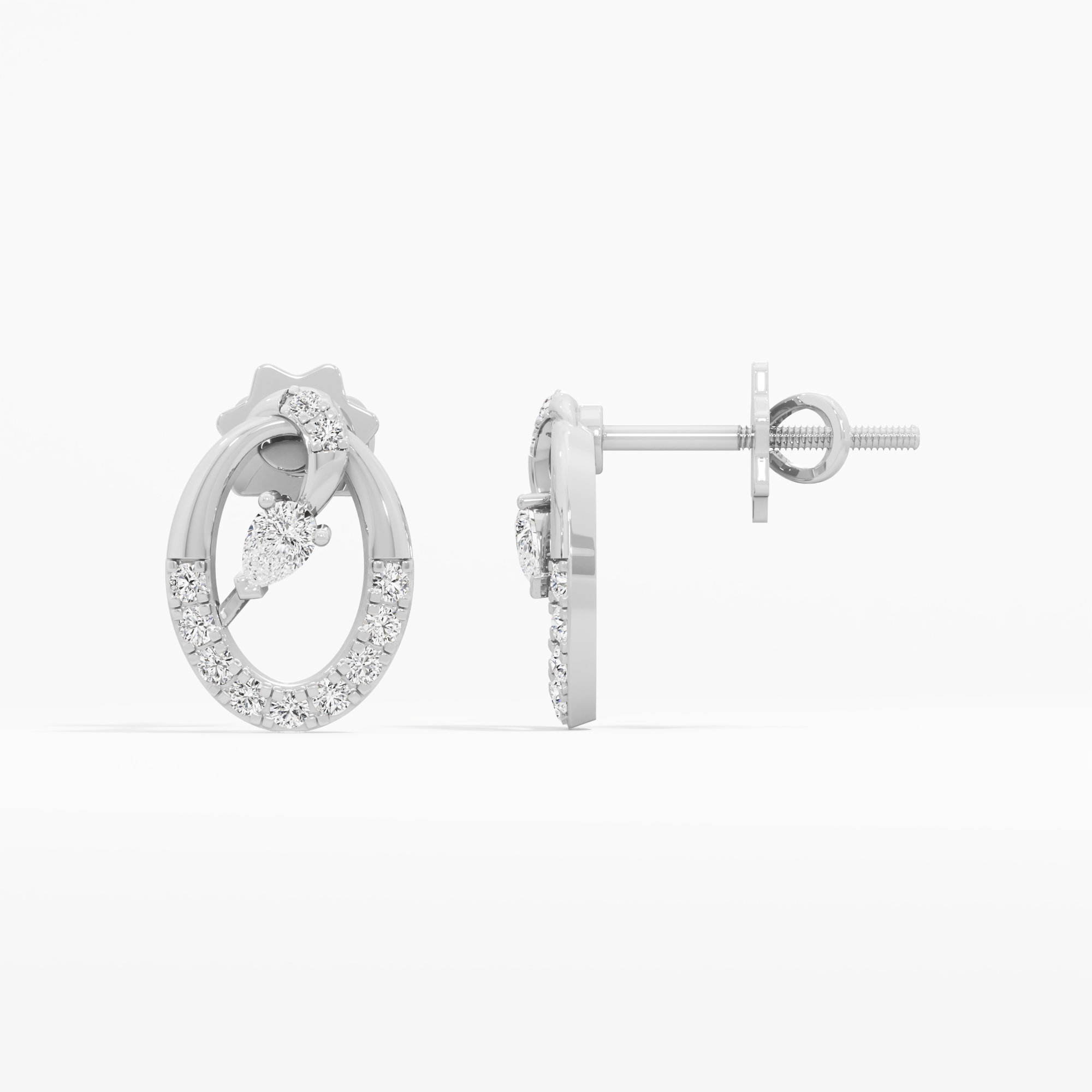 Gilded Orbit Studs Studs Earrings in 9KT White Gold (Diamond Quality: FG-VVS VS)
