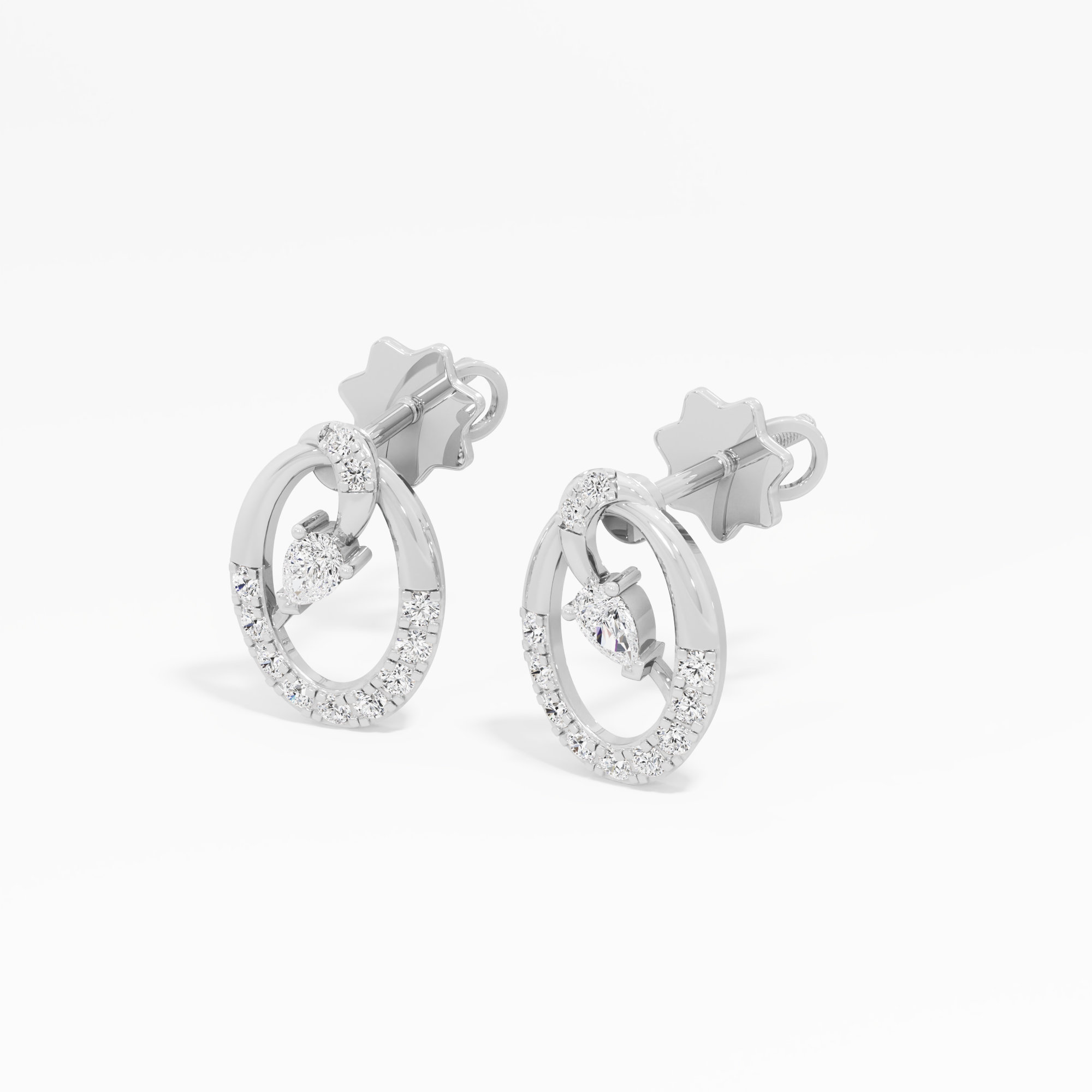 Gilded Orbit Studs Studs Earrings in 9KT White Gold (Diamond Quality: FG-VVS VS)