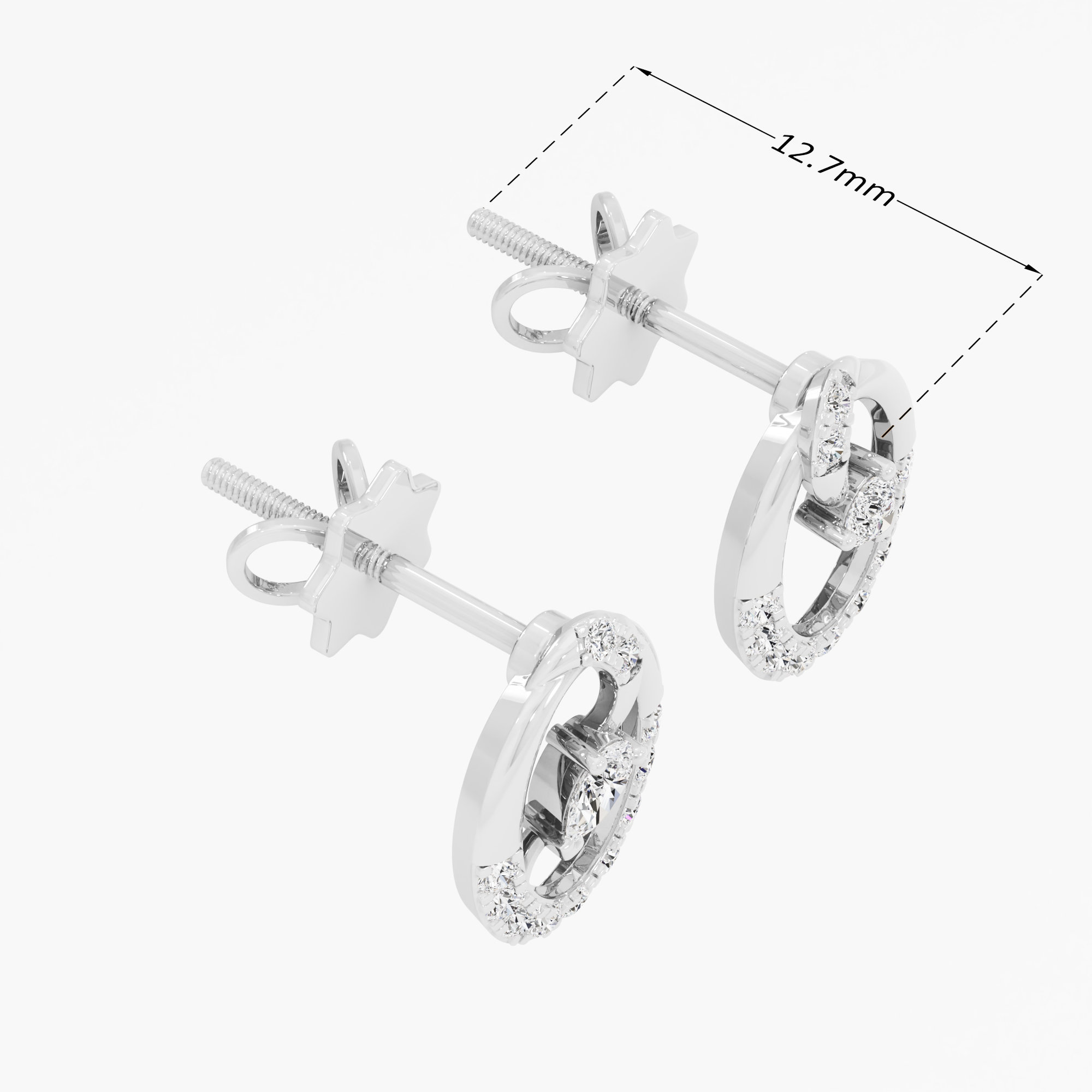 Gilded Orbit Studs Studs Earrings in 9KT White Gold (Diamond Quality: FG-VVS VS)