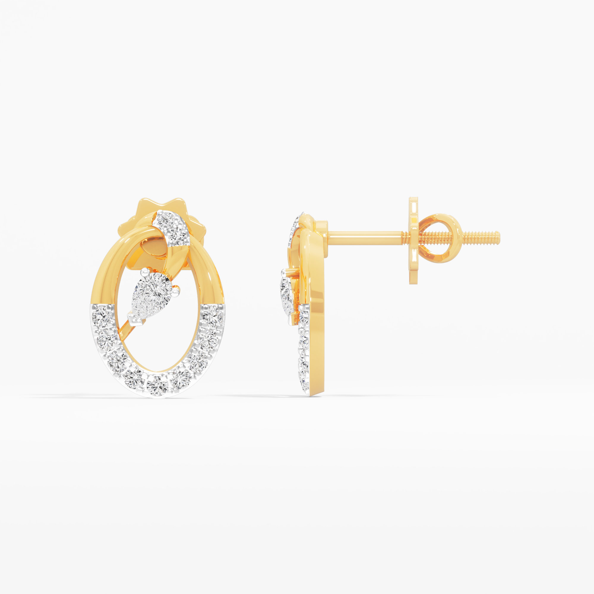 Gilded Orbit Studs Studs Earrings in 9KT Yellow Gold (Diamond Quality: FG-VVS VS)
