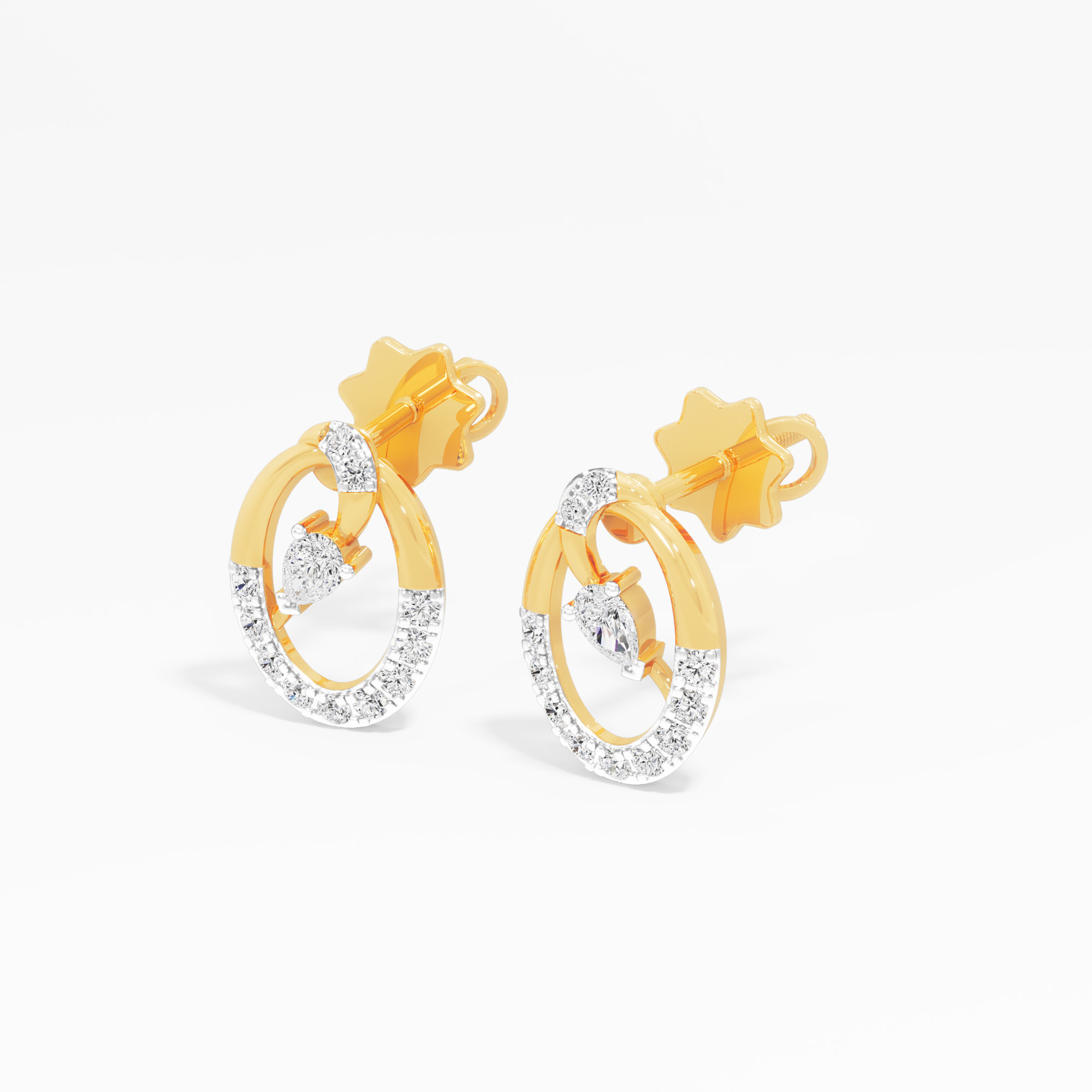 Gilded Orbit Studs Studs Earrings in 9KT Yellow Gold (Diamond Quality: FG-VVS VS)