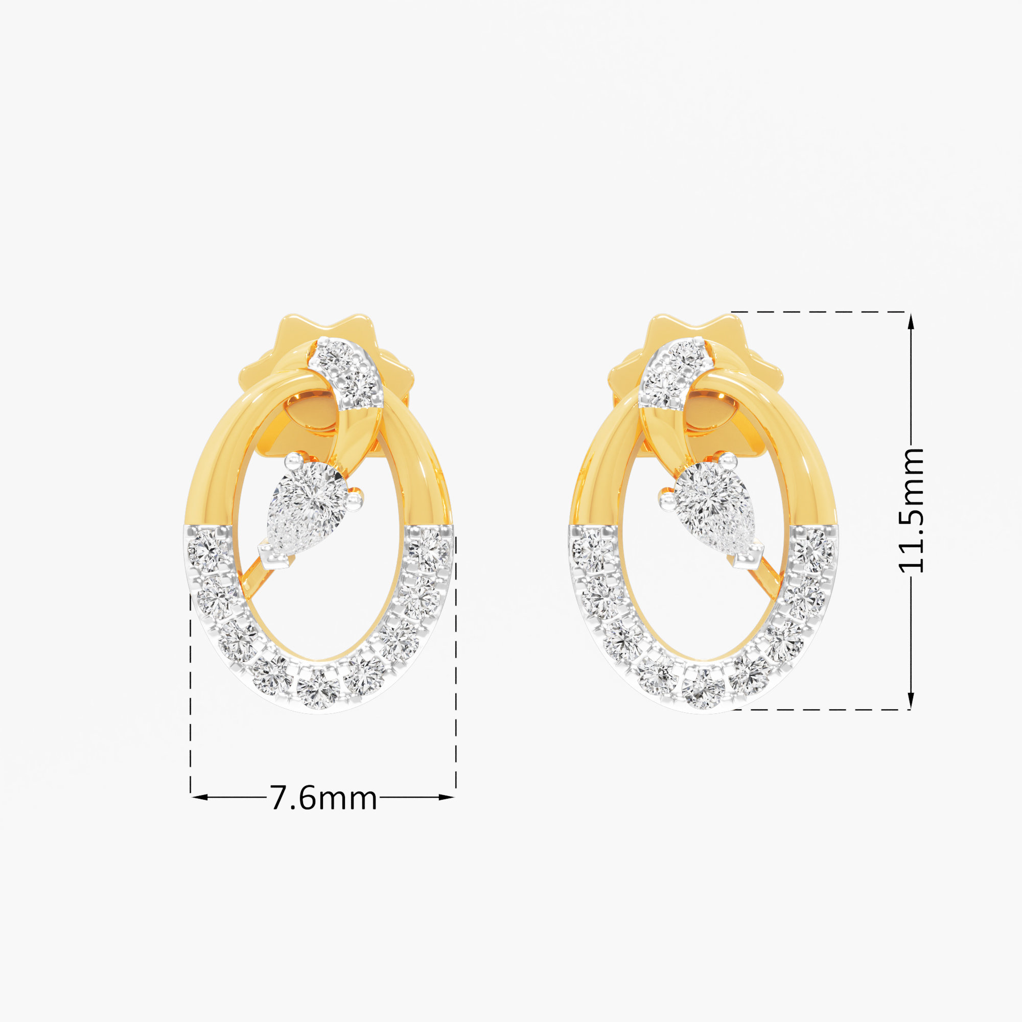 Gilded Orbit Studs Studs Earrings in 9KT Yellow Gold (Diamond Quality: FG-VVS VS)
