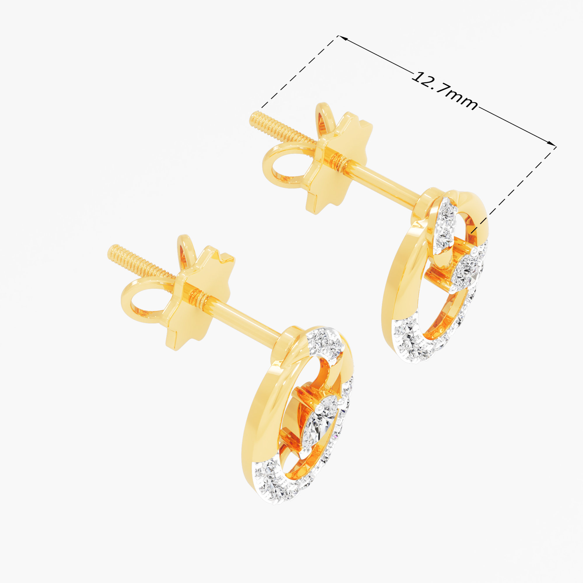Gilded Orbit Studs Studs Earrings in 9KT Yellow Gold (Diamond Quality: FG-VVS VS)