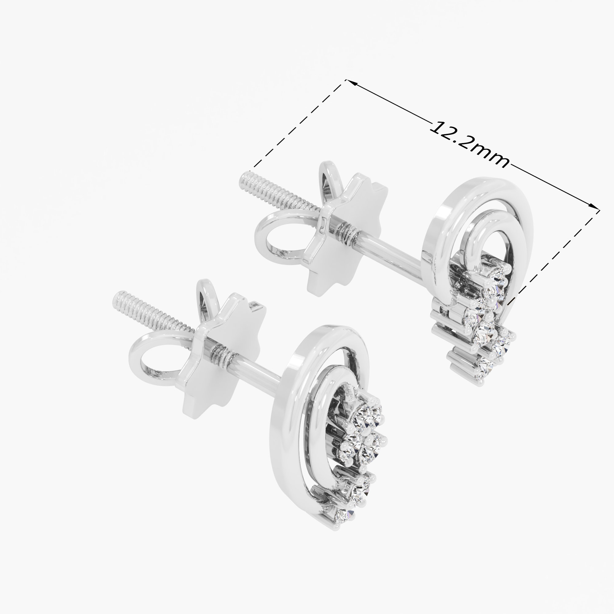 Luminous Curve Studs Earrings in 9KT White Gold (Diamond Quality: EF-VVS VS)