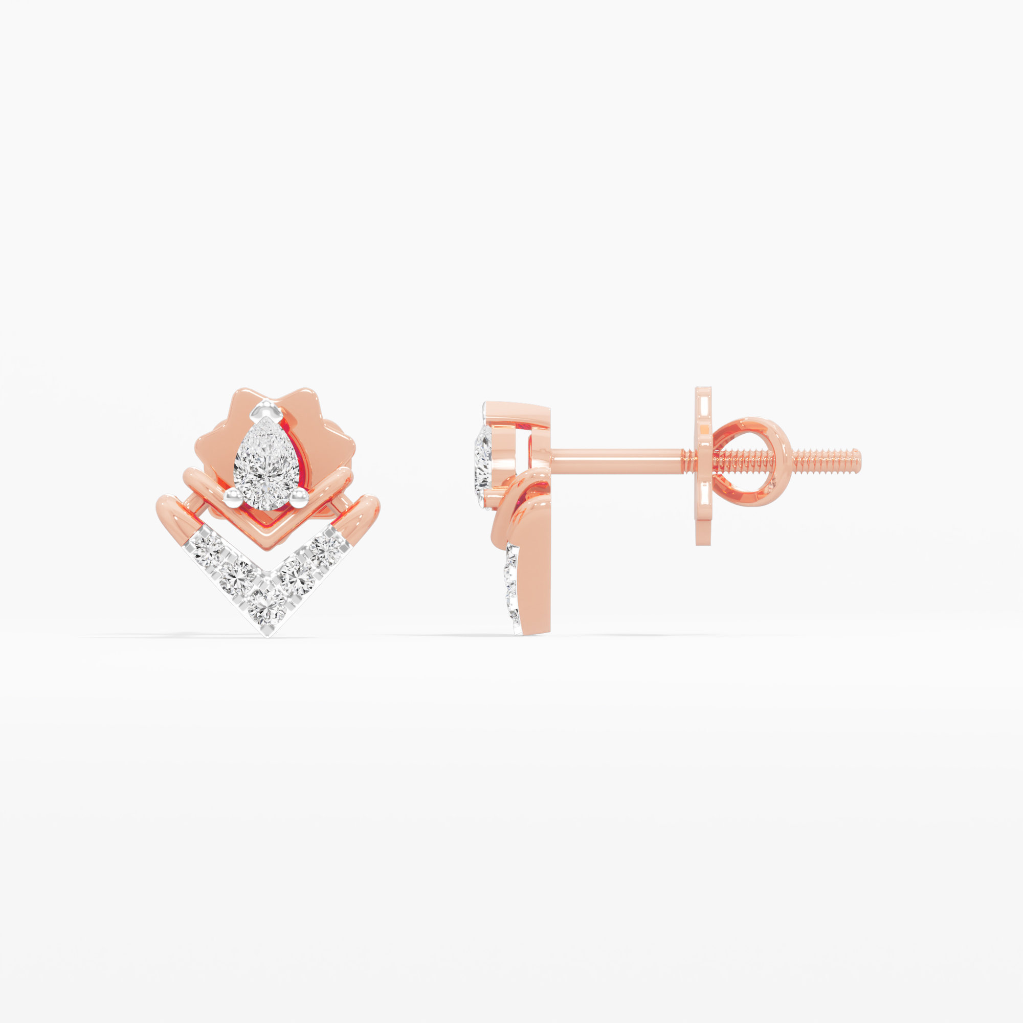 Ascendant Sparkle Studs Earrings in 9KT Rose Gold (Diamond Quality: FG-VVS VS)
