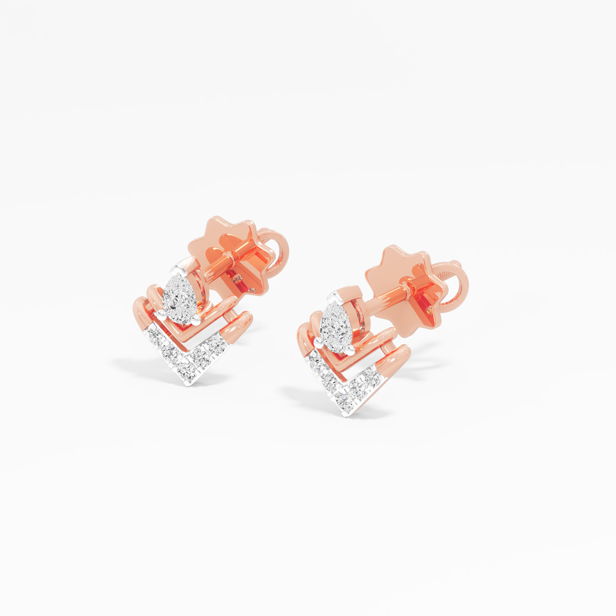 Ascendant Sparkle Studs Earrings in 9KT Rose Gold (Diamond Quality: FG-VVS VS)