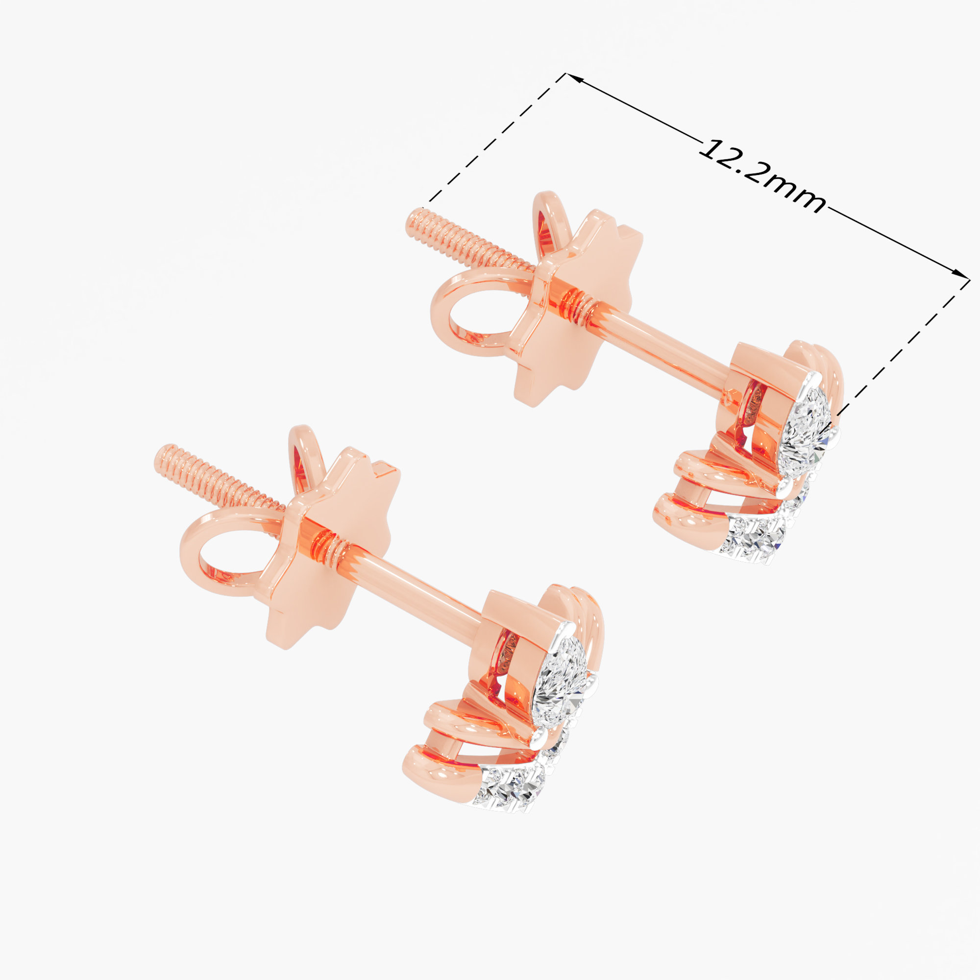 Ascendant Sparkle Studs Earrings in 9KT Rose Gold (Diamond Quality: FG-VVS VS)