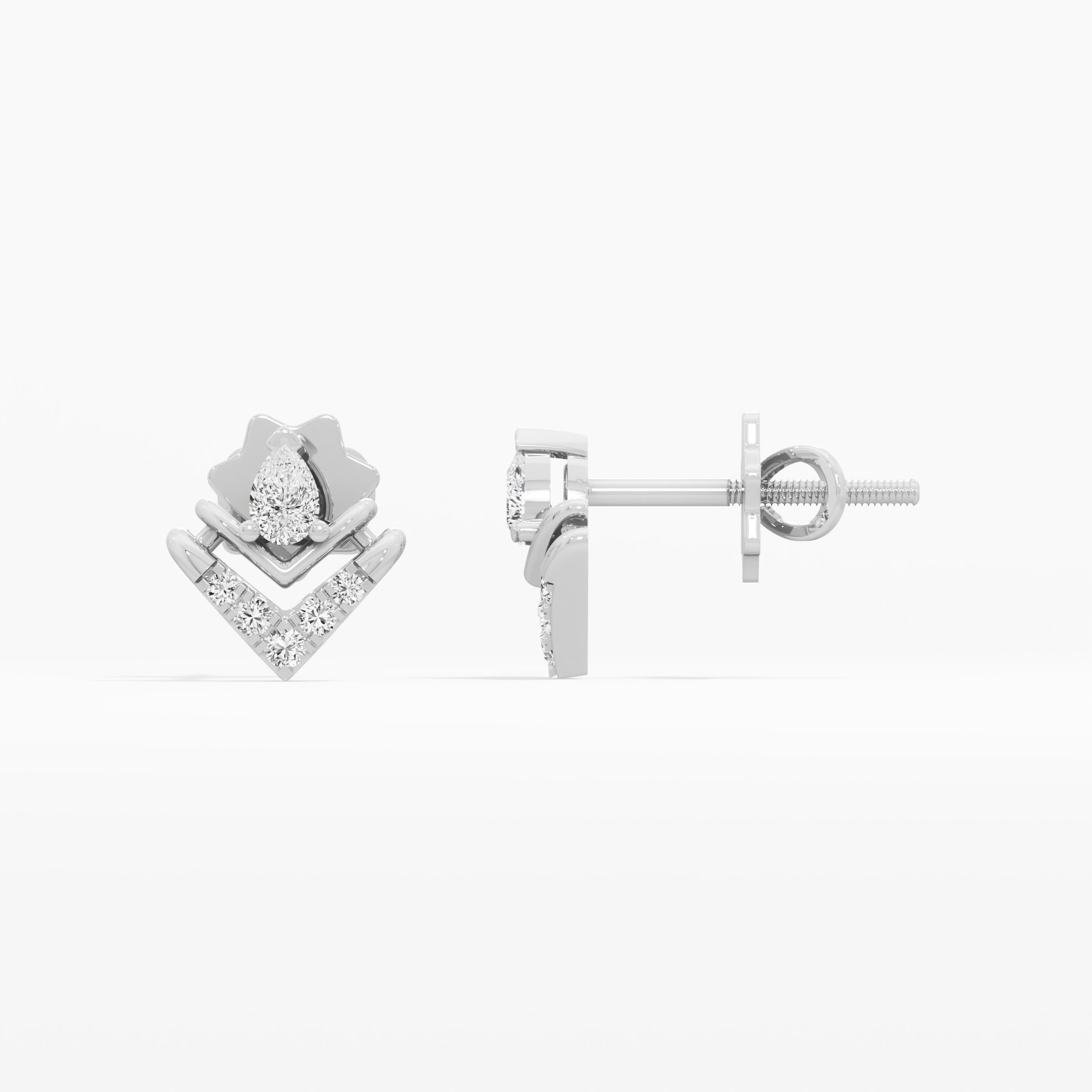 Ascendant Sparkle Studs Earrings in 9KT White Gold (Diamond Quality: FG-VVS VS)