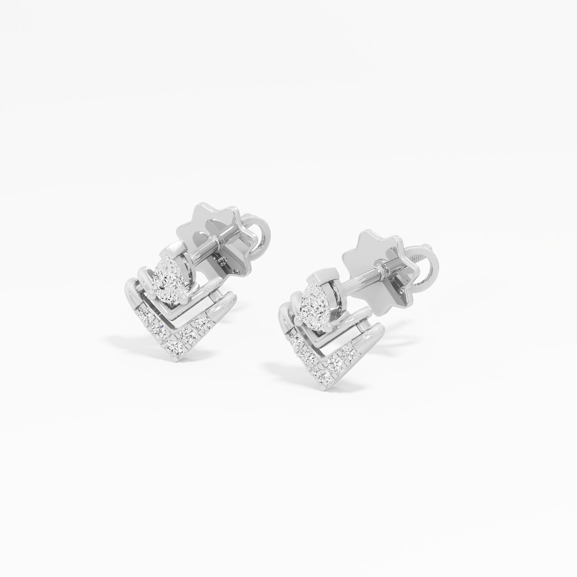 Ascendant Sparkle Studs Earrings in 9KT White Gold (Diamond Quality: FG-VVS VS)