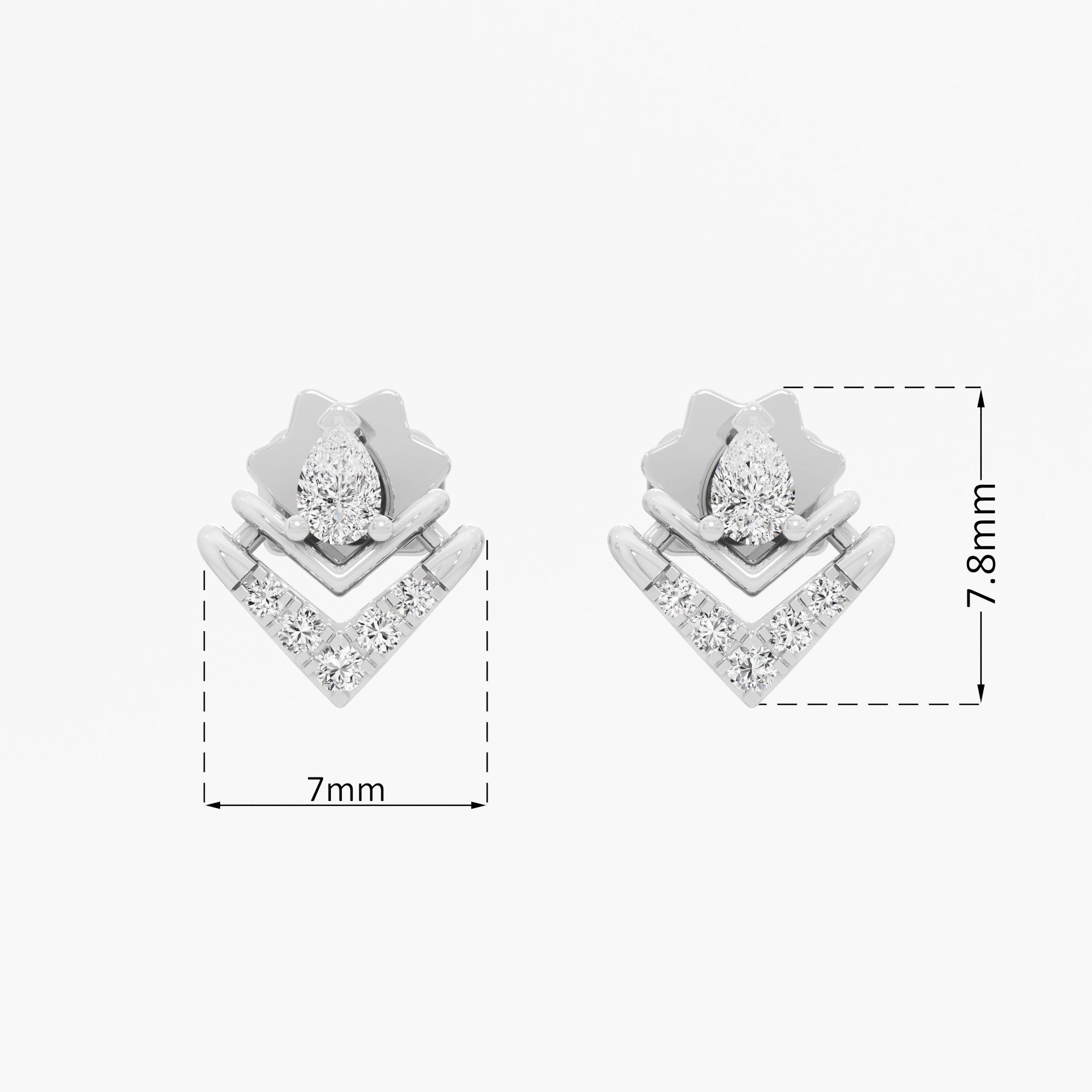 Ascendant Sparkle Studs Earrings in 9KT White Gold (Diamond Quality: FG-VVS VS)