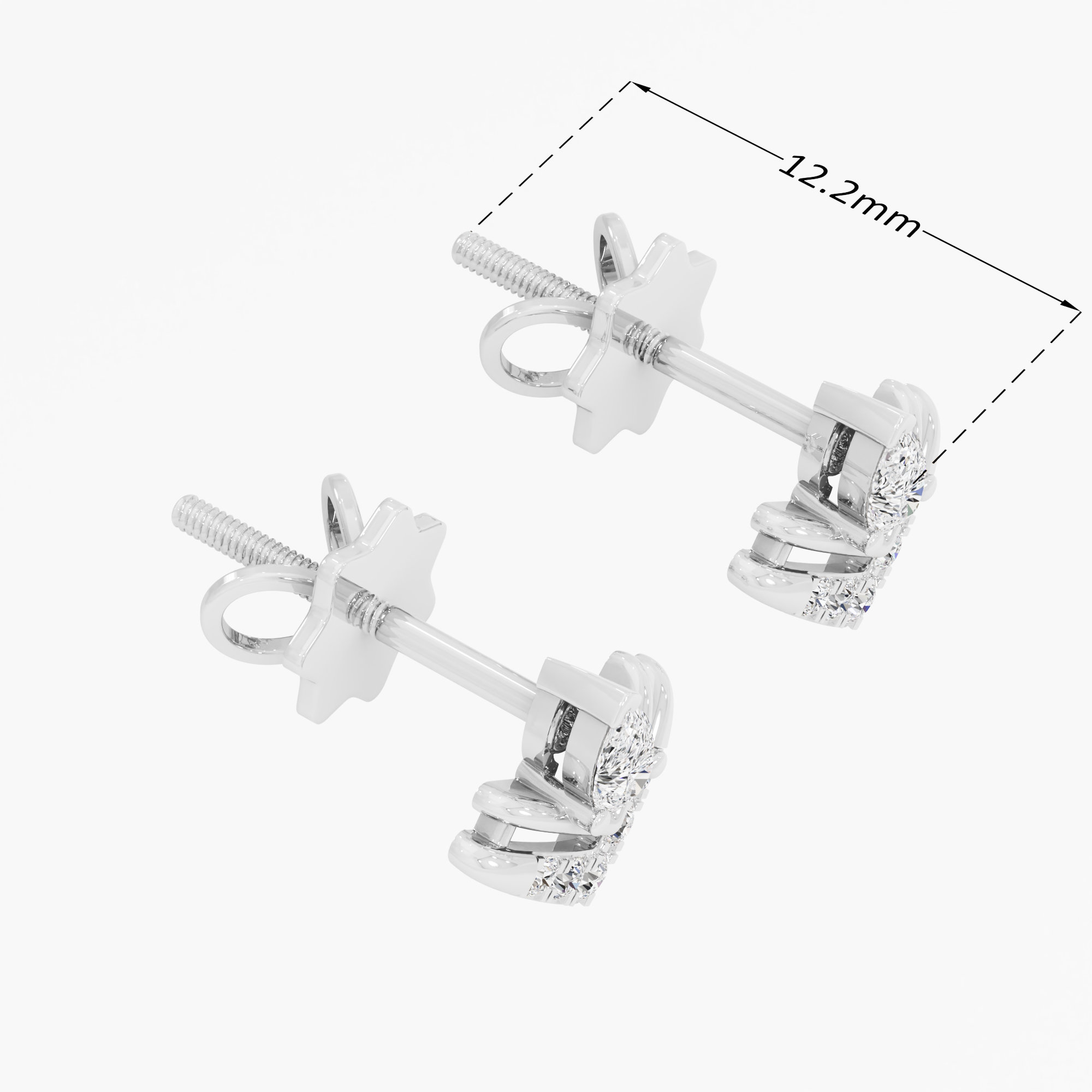 Ascendant Sparkle Studs Earrings in 9KT White Gold (Diamond Quality: FG-VVS VS)