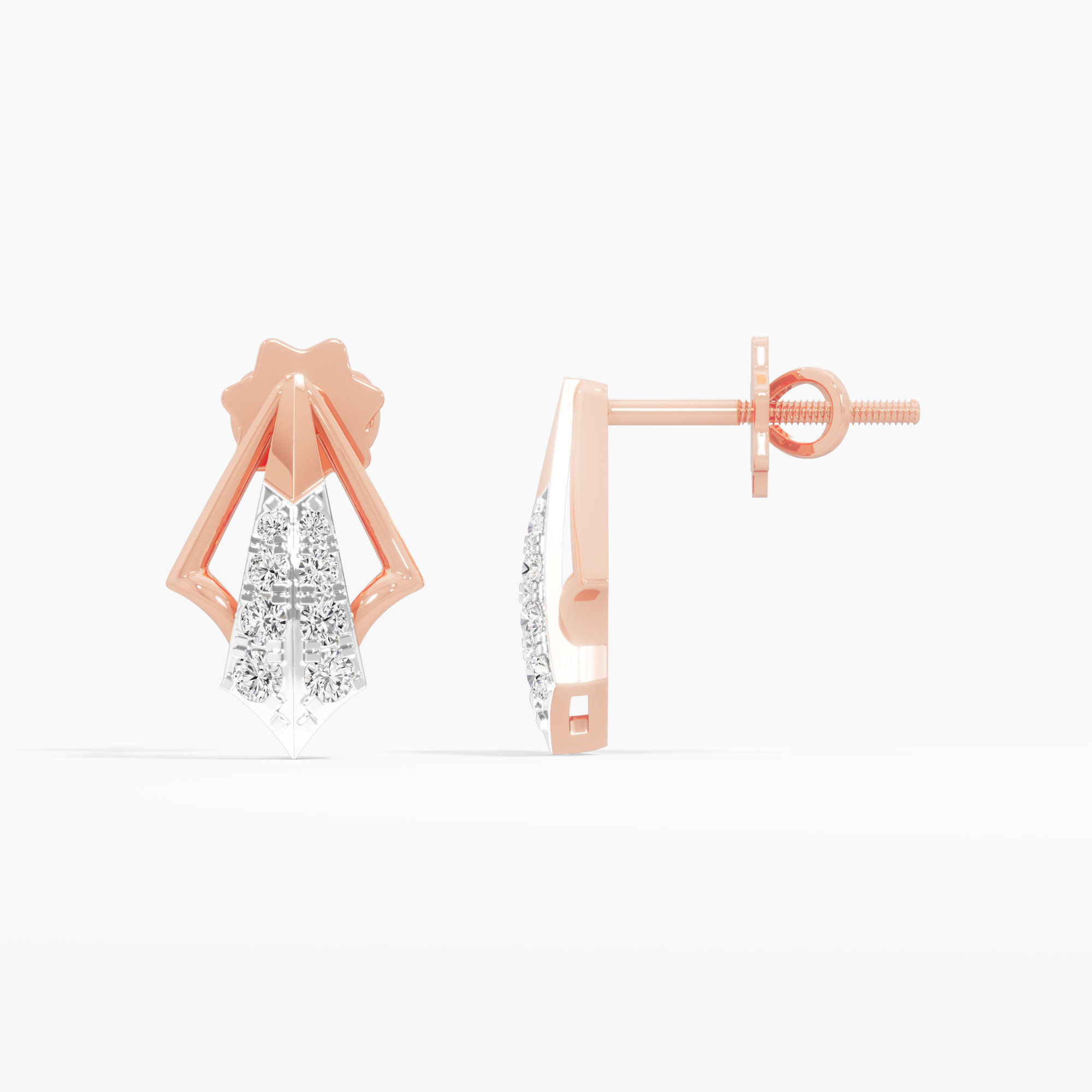 Arrowhead Sparkle Drops Earrings in 9KT Rose Gold (Diamond Quality: EF-VVS VS)
