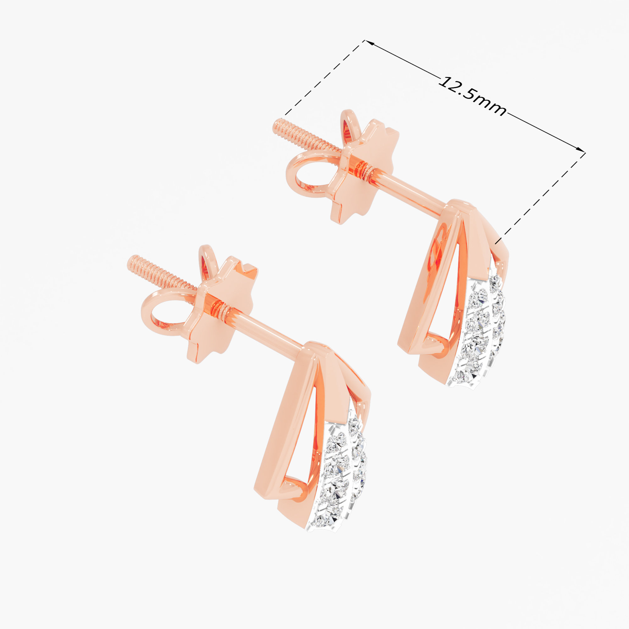 Arrowhead Sparkle Drops Earrings in 9KT Rose Gold (Diamond Quality: EF-VVS VS)
