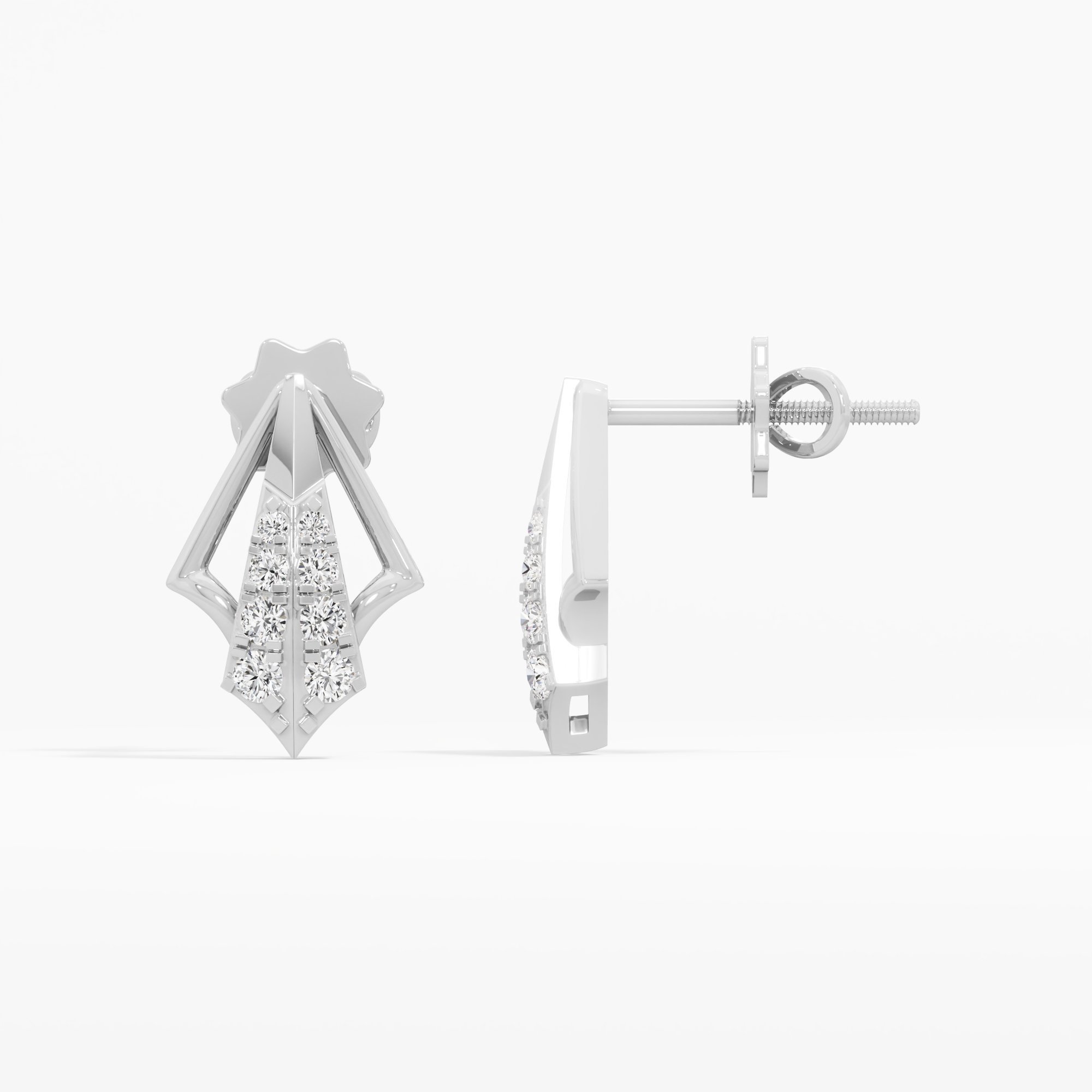 Arrowhead Sparkle Drops Earrings in 9KT White Gold (Diamond Quality: EF-VVS VS)
