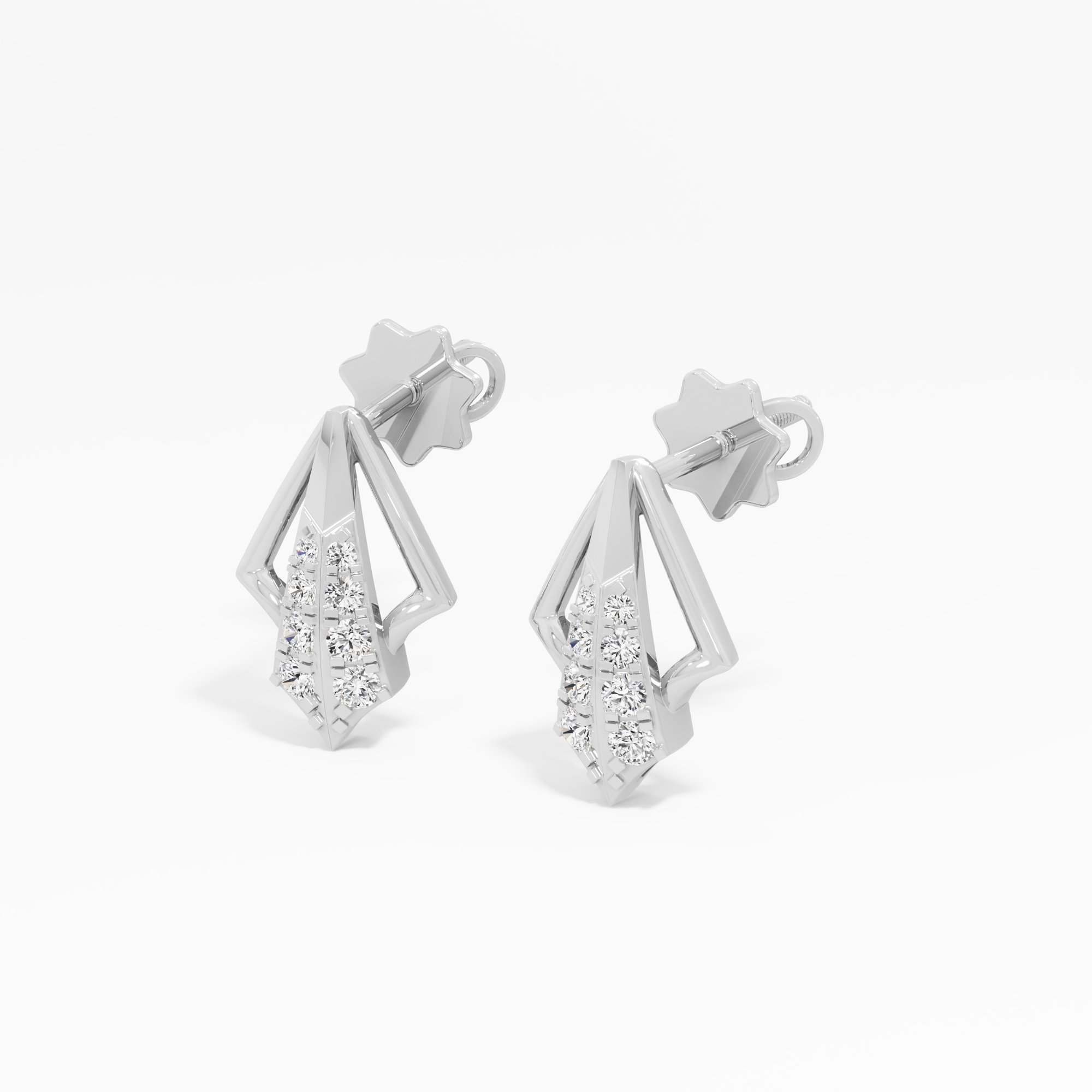 Arrowhead Sparkle Drops Earrings in 9KT White Gold (Diamond Quality: EF-VVS VS)