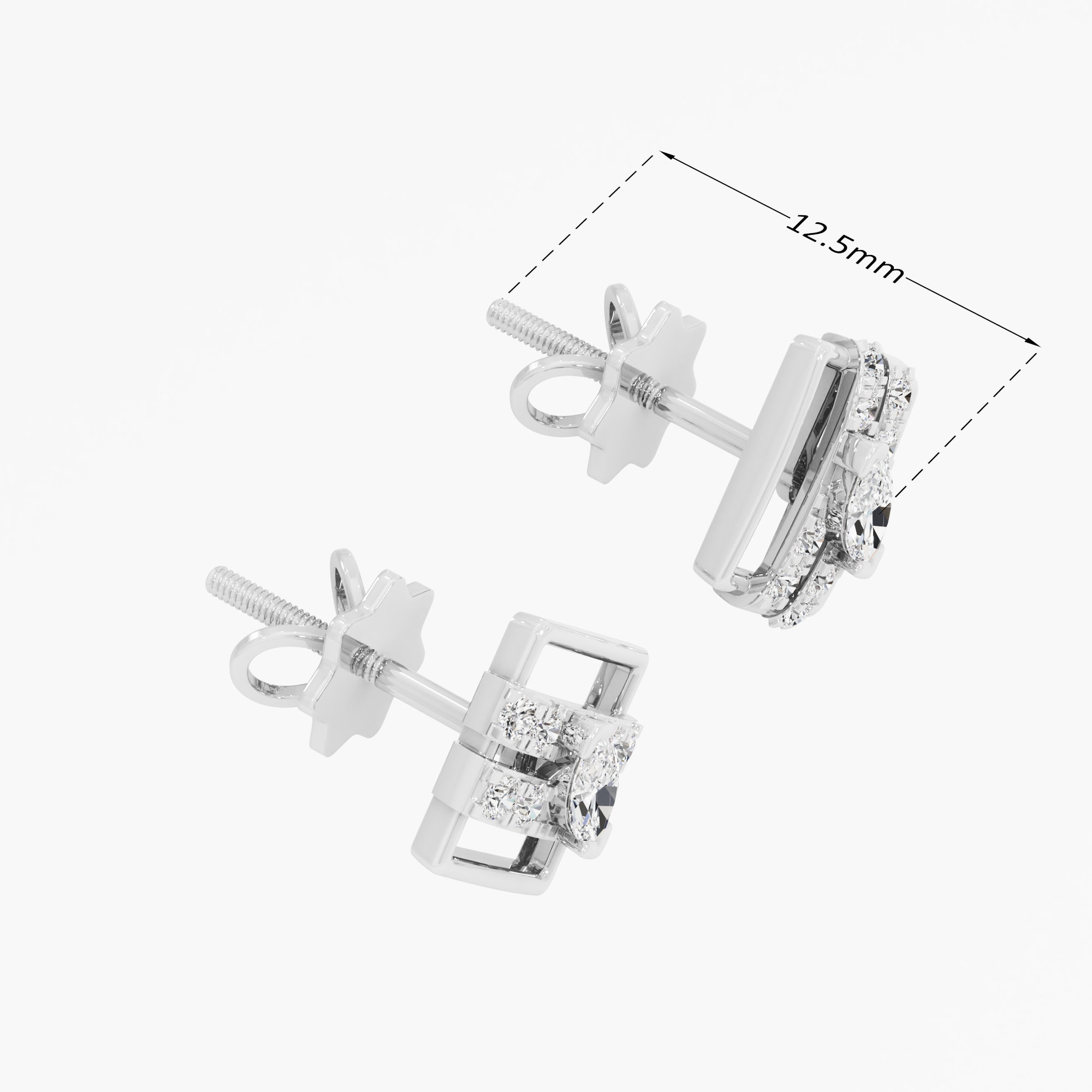 Marquise Frame Studs Earrings in 9KT White Gold (Diamond Quality: FG-VVS VS)
