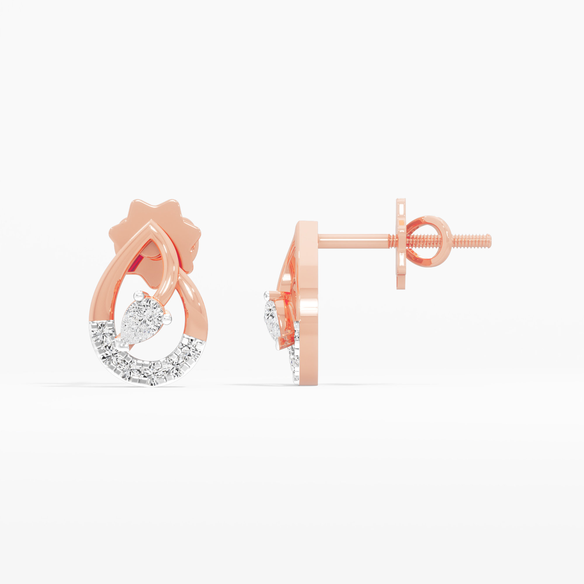 Luminous Dewdrop Drops Earrings in 9KT Rose Gold (Diamond Quality: FG-VVS VS)