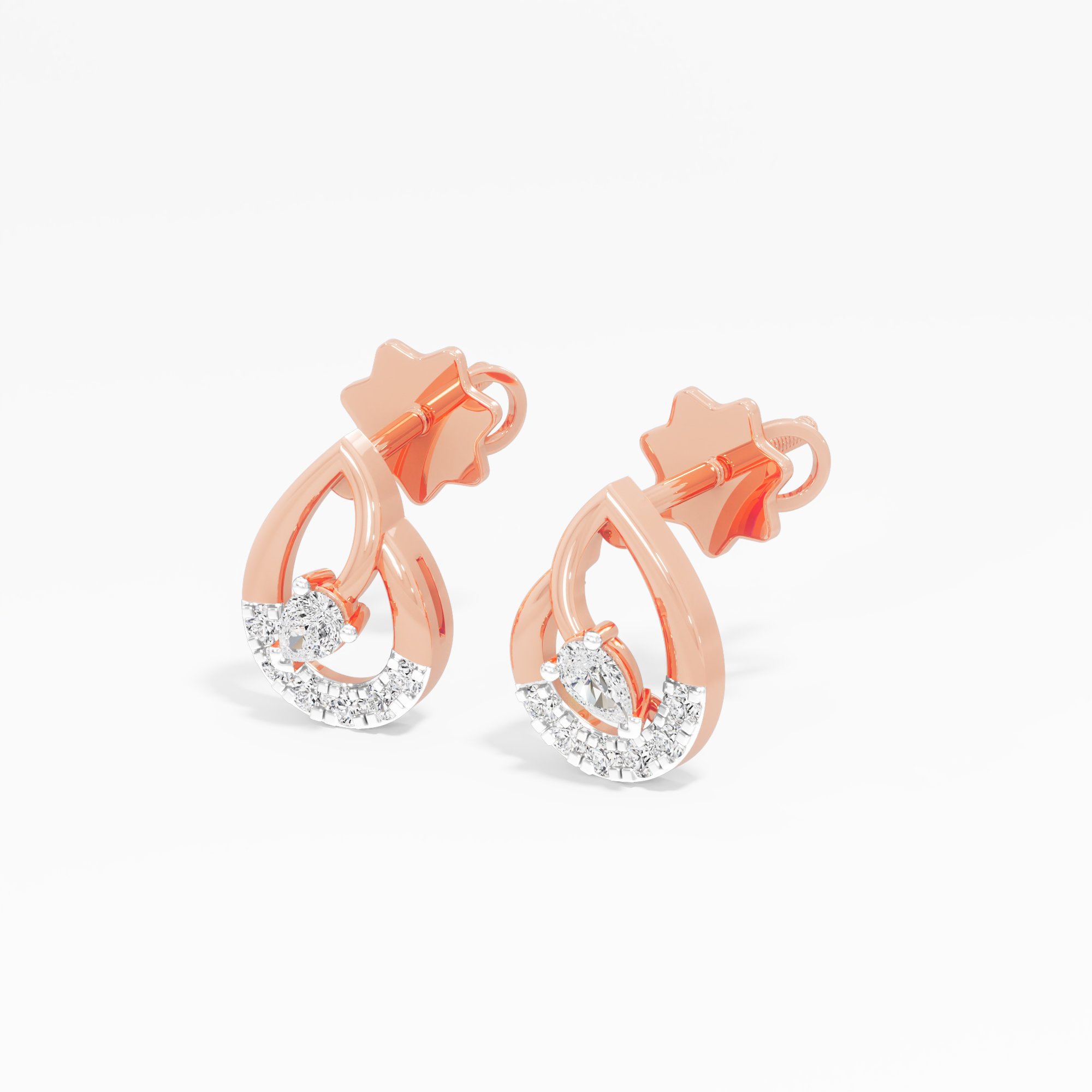 Luminous Dewdrop Drops Earrings in 9KT Rose Gold (Diamond Quality: FG-VVS VS)