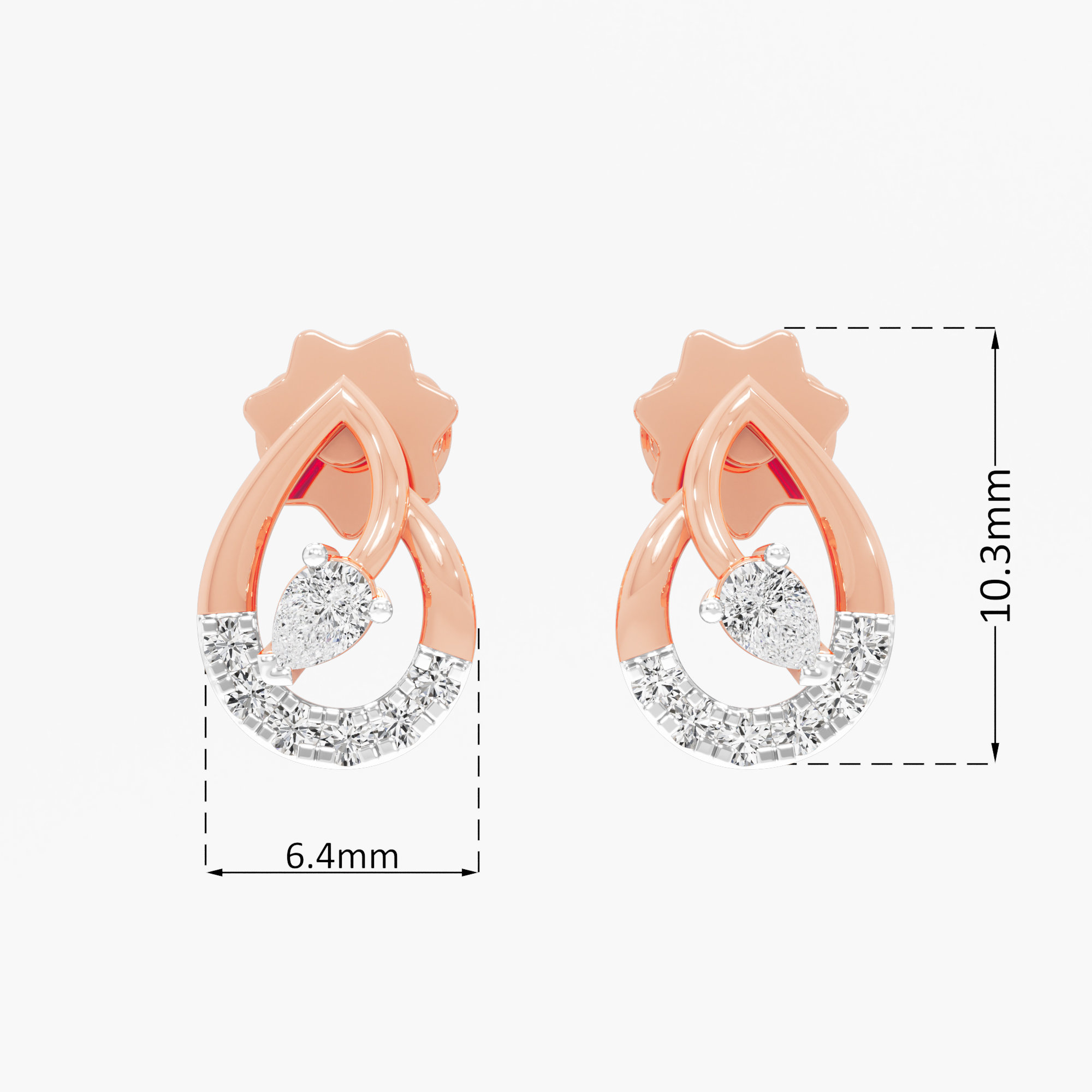 Luminous Dewdrop Drops Earrings in 9KT Rose Gold (Diamond Quality: FG-VVS VS)