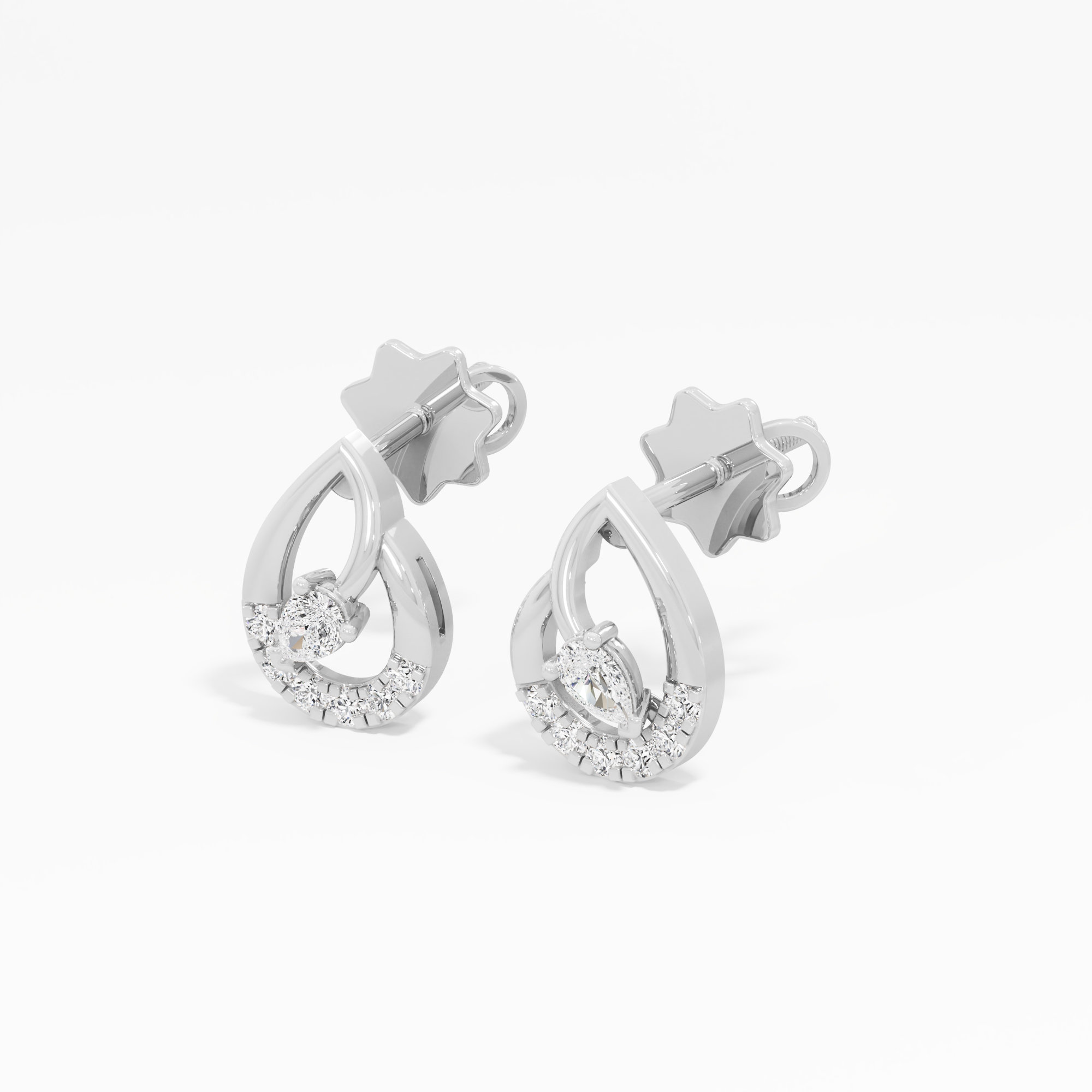 Luminous Dewdrop Drops Earrings in 9KT White Gold (Diamond Quality: FG-VVS VS)