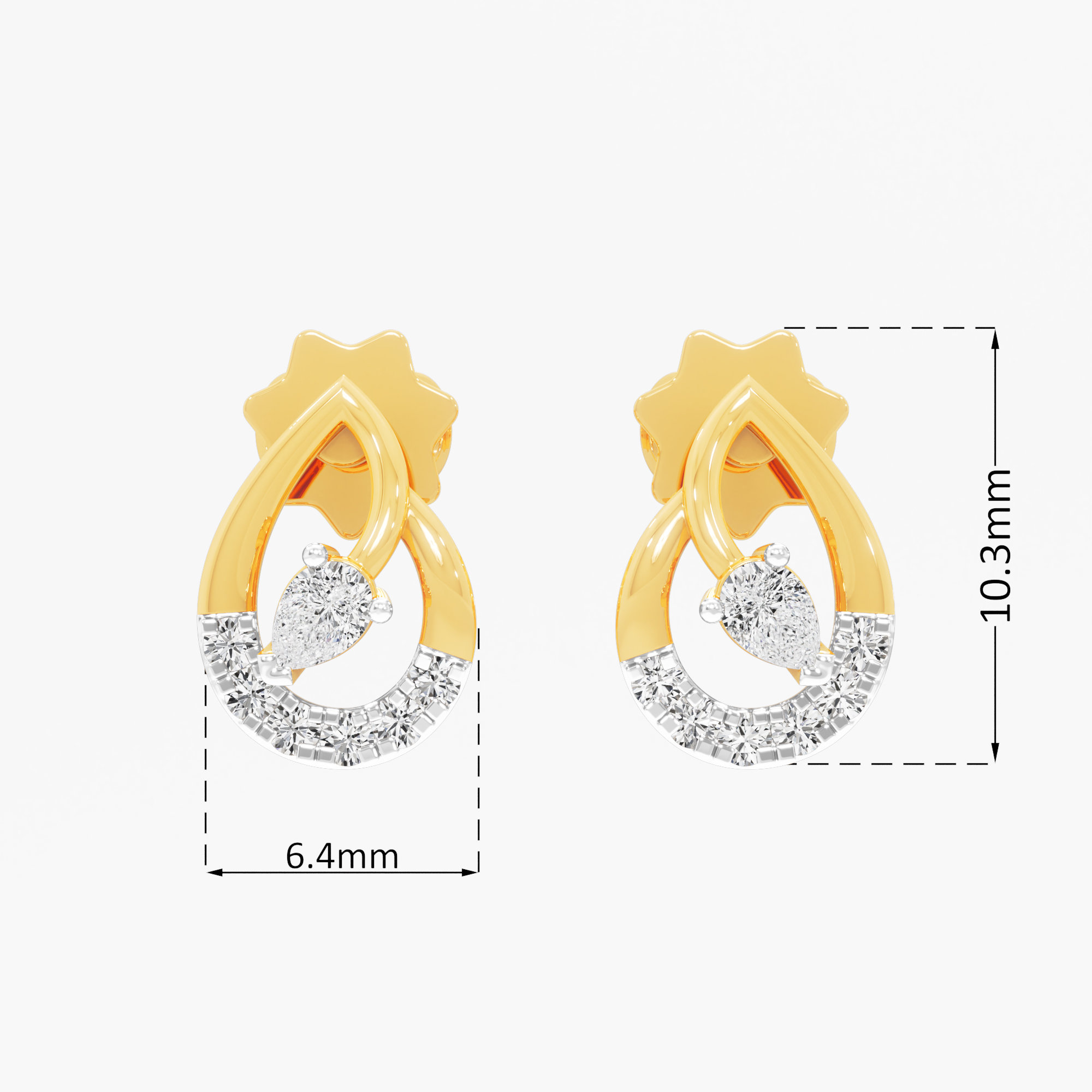 Luminous Dewdrop Drops Earrings in 9KT Yellow Gold (Diamond Quality: FG-VVS VS)