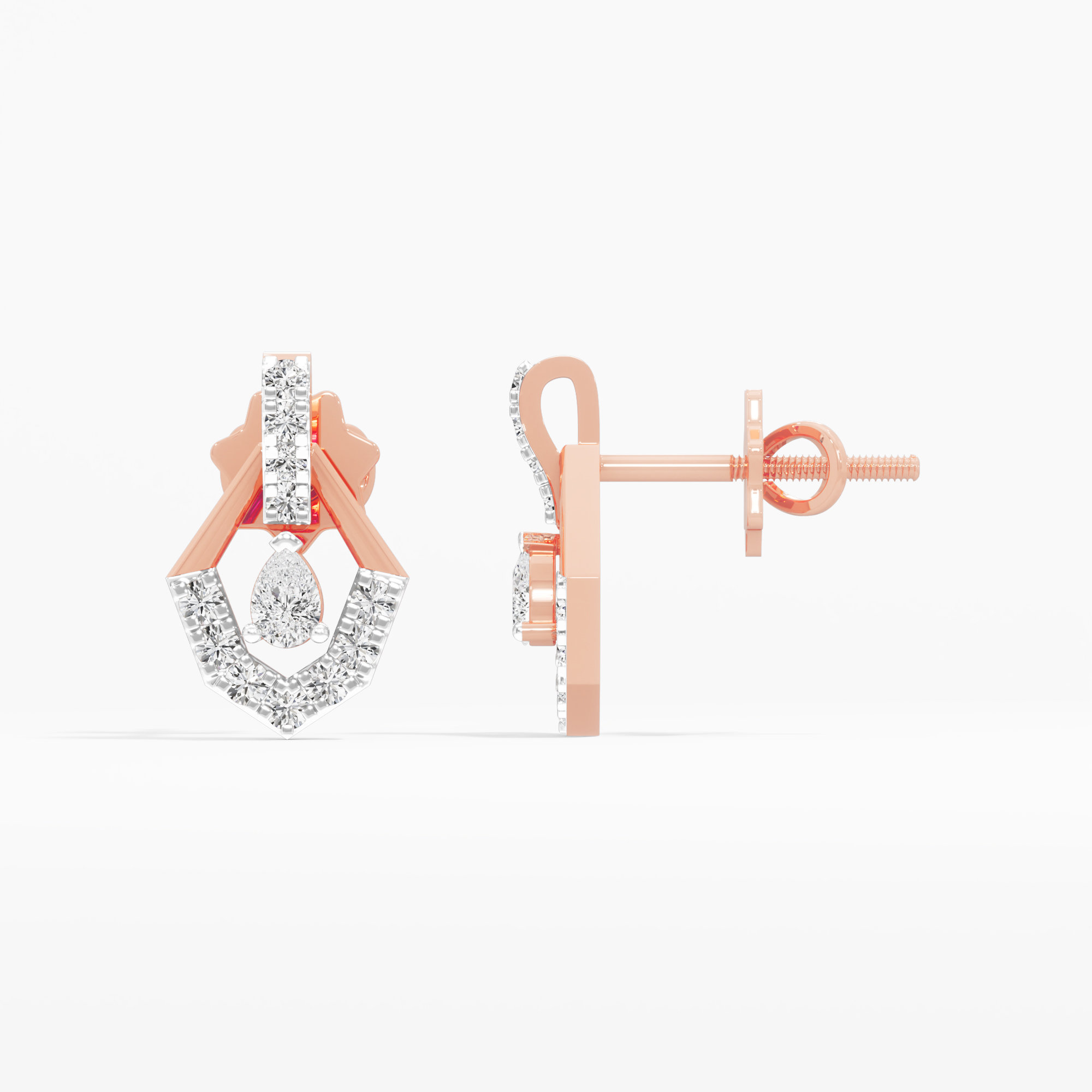 Prismatic Drop Drops Earrings in 9KT Rose Gold (Diamond Quality: FG-VVS VS)