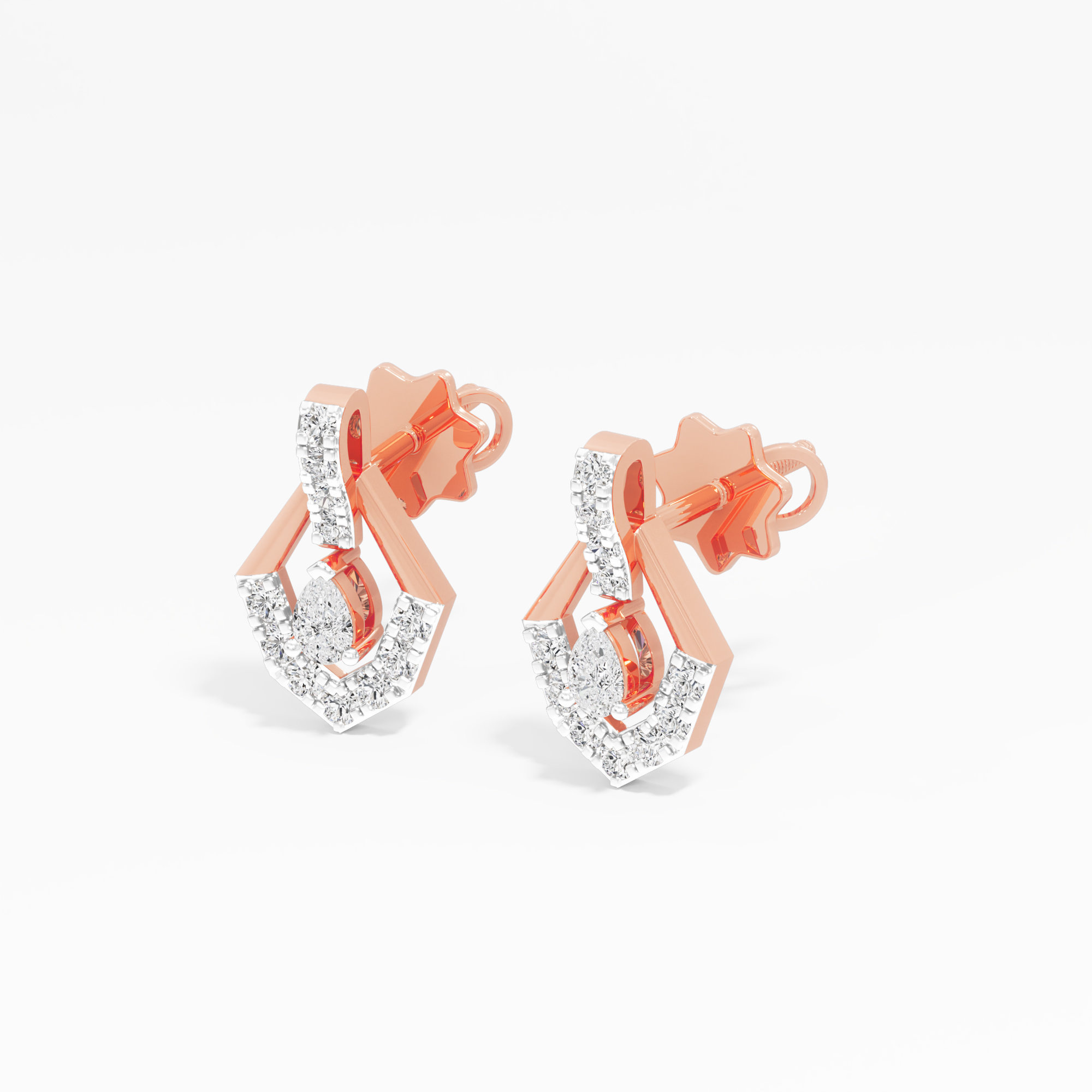 Prismatic Drop Drops Earrings in 9KT Rose Gold (Diamond Quality: FG-VVS VS)