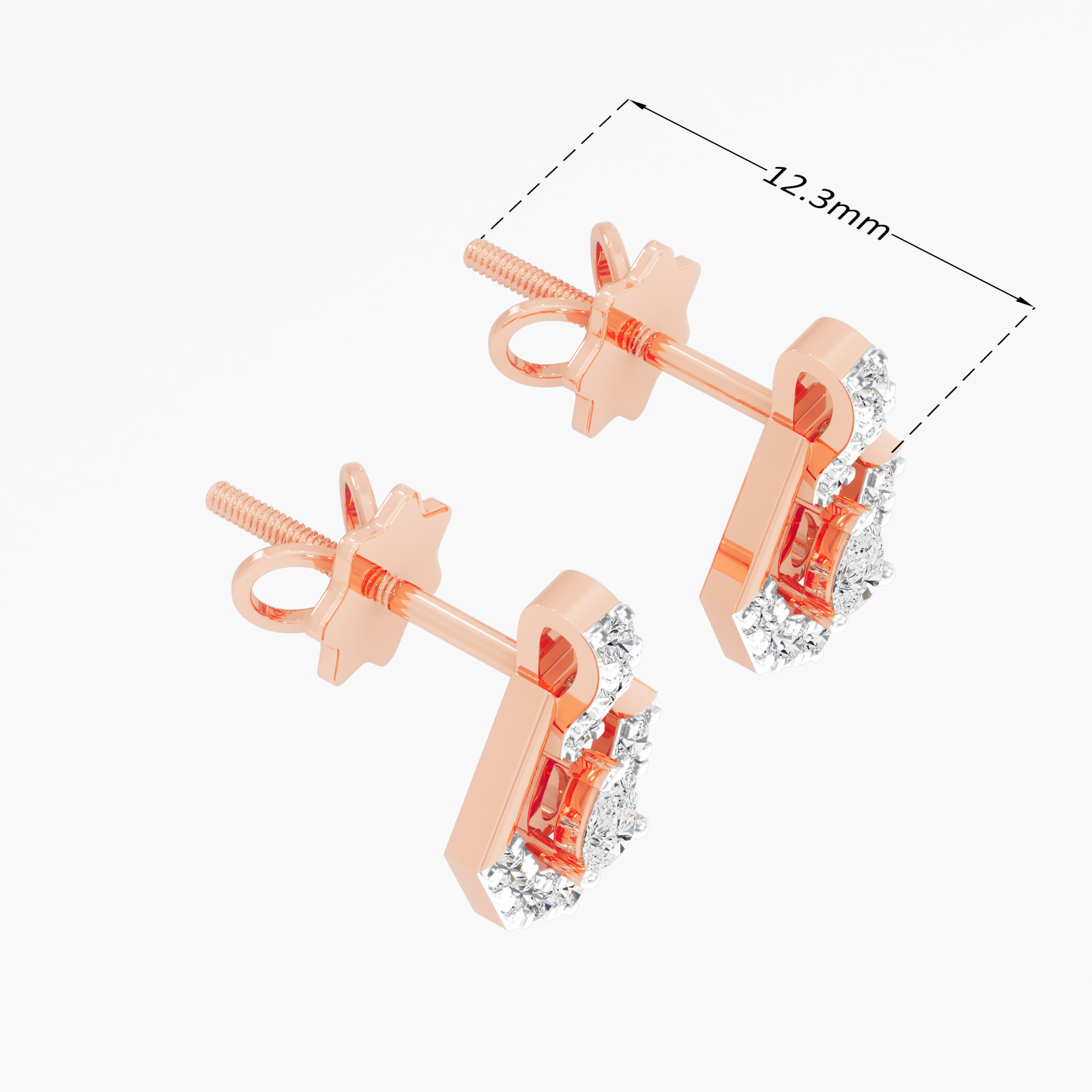 Prismatic Drop Drops Earrings in 9KT Rose Gold (Diamond Quality: FG-VVS VS)