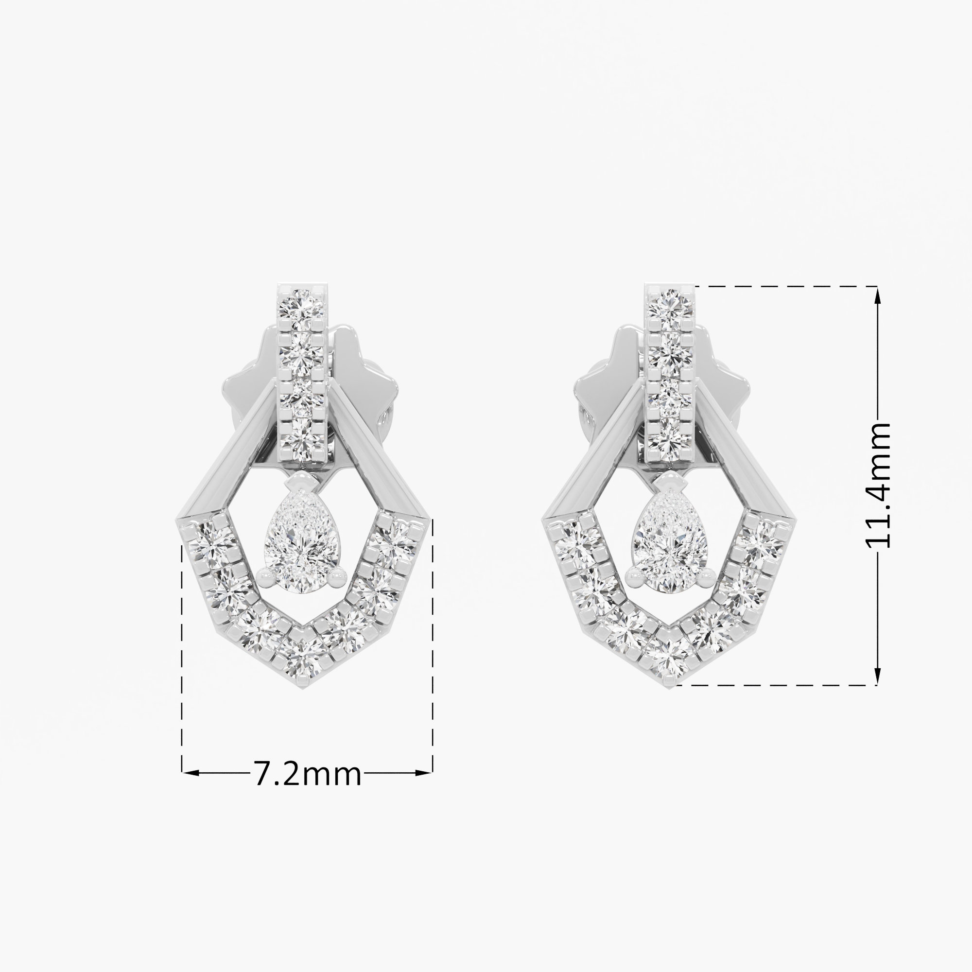Prismatic Drop Drops Earrings in 9KT White Gold (Diamond Quality: FG-VVS VS)