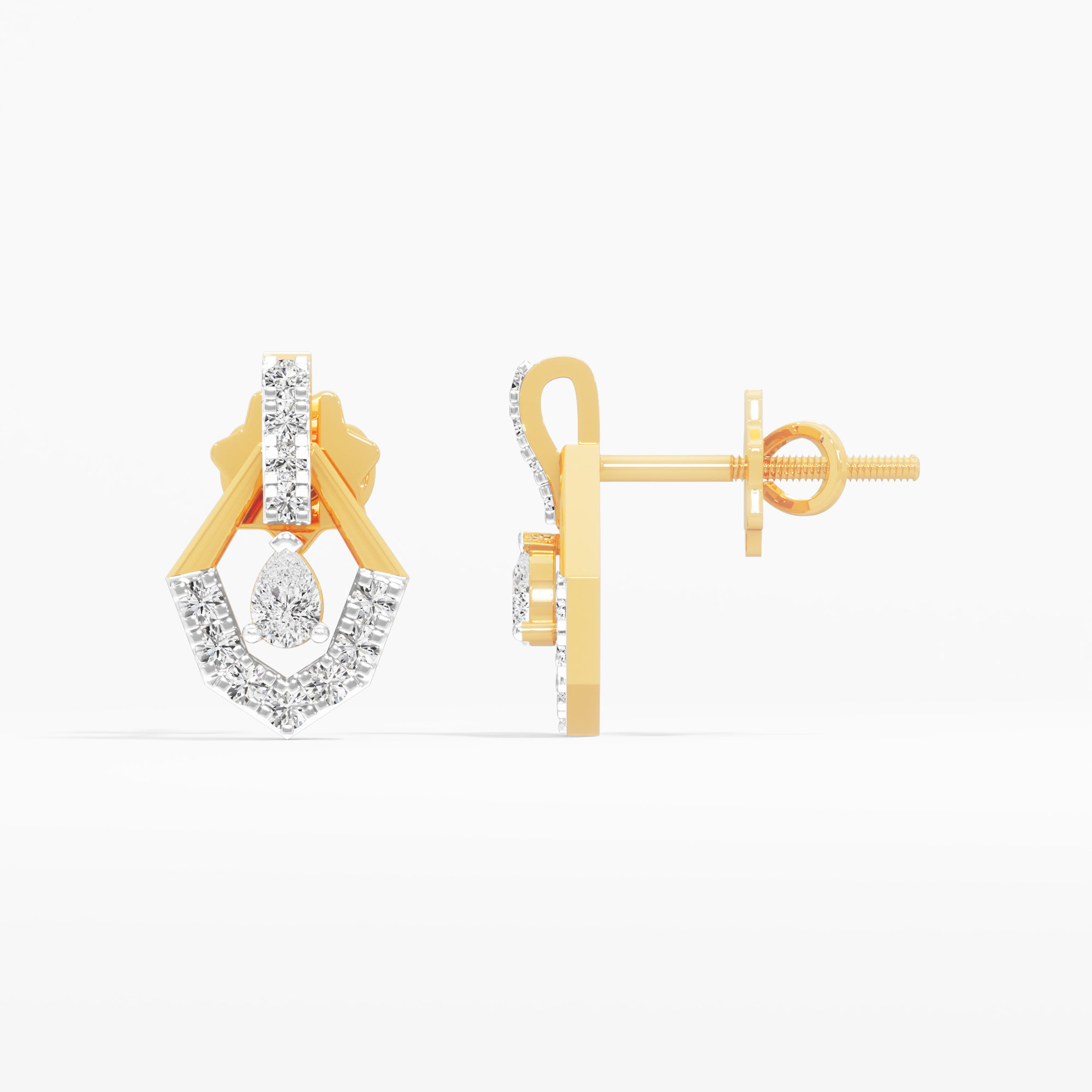 Prismatic Drop Drops Earrings in 9KT Yellow Gold (Diamond Quality: FG-VVS VS)