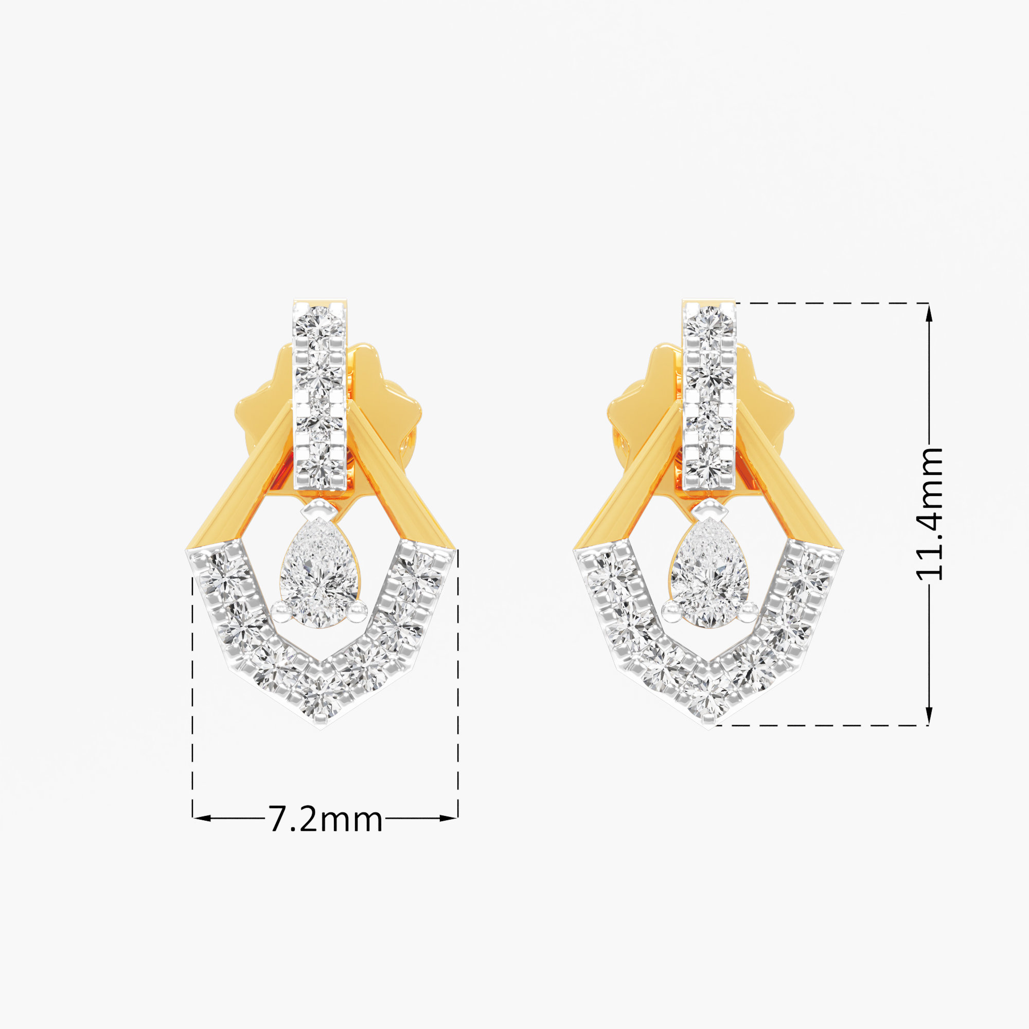 Prismatic Drop Drops Earrings in 9KT Yellow Gold (Diamond Quality: FG-VVS VS)