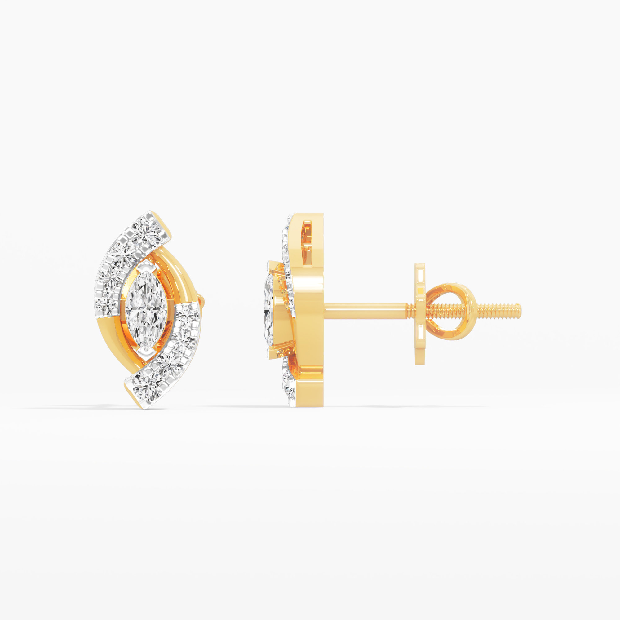 Luminous Gaze Stud Earrings in 9KT Yellow Gold (Diamond Quality:FG-VVS VS)