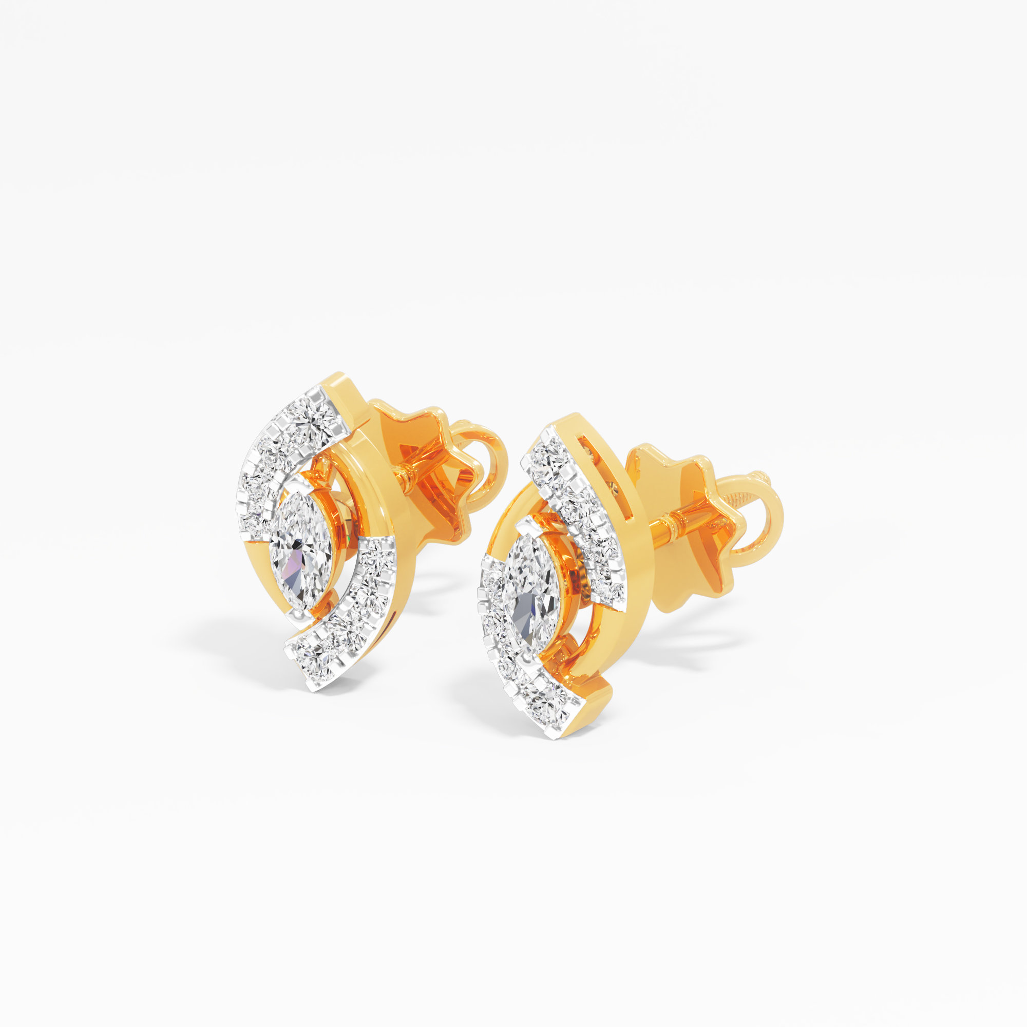 Luminous Gaze Stud Earrings in 9KT Yellow Gold (Diamond Quality:FG-VVS VS)