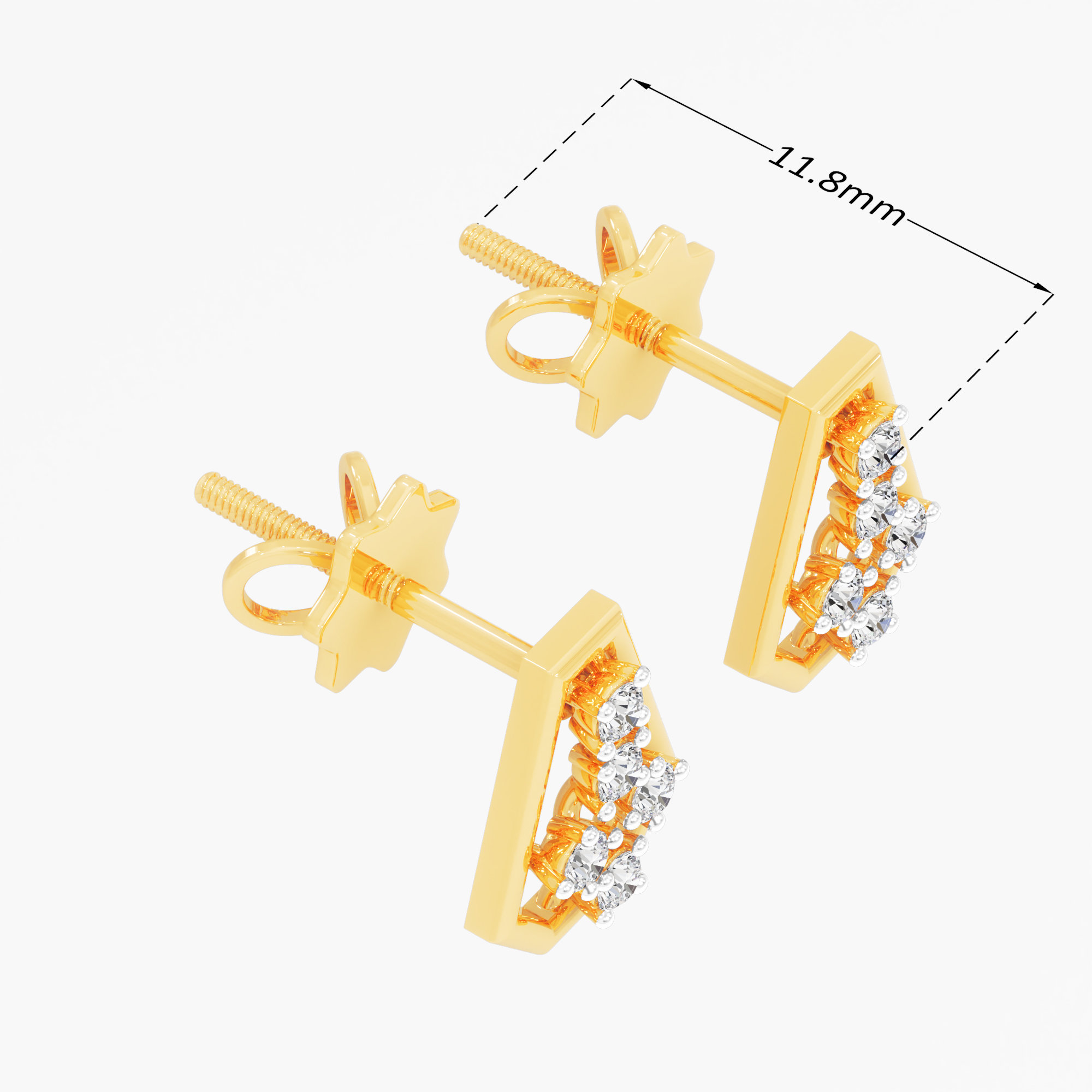 Facet Gleam Stud Earrings in 9KT Yellow Gold (Diamond Quality:FG-VVS VS)