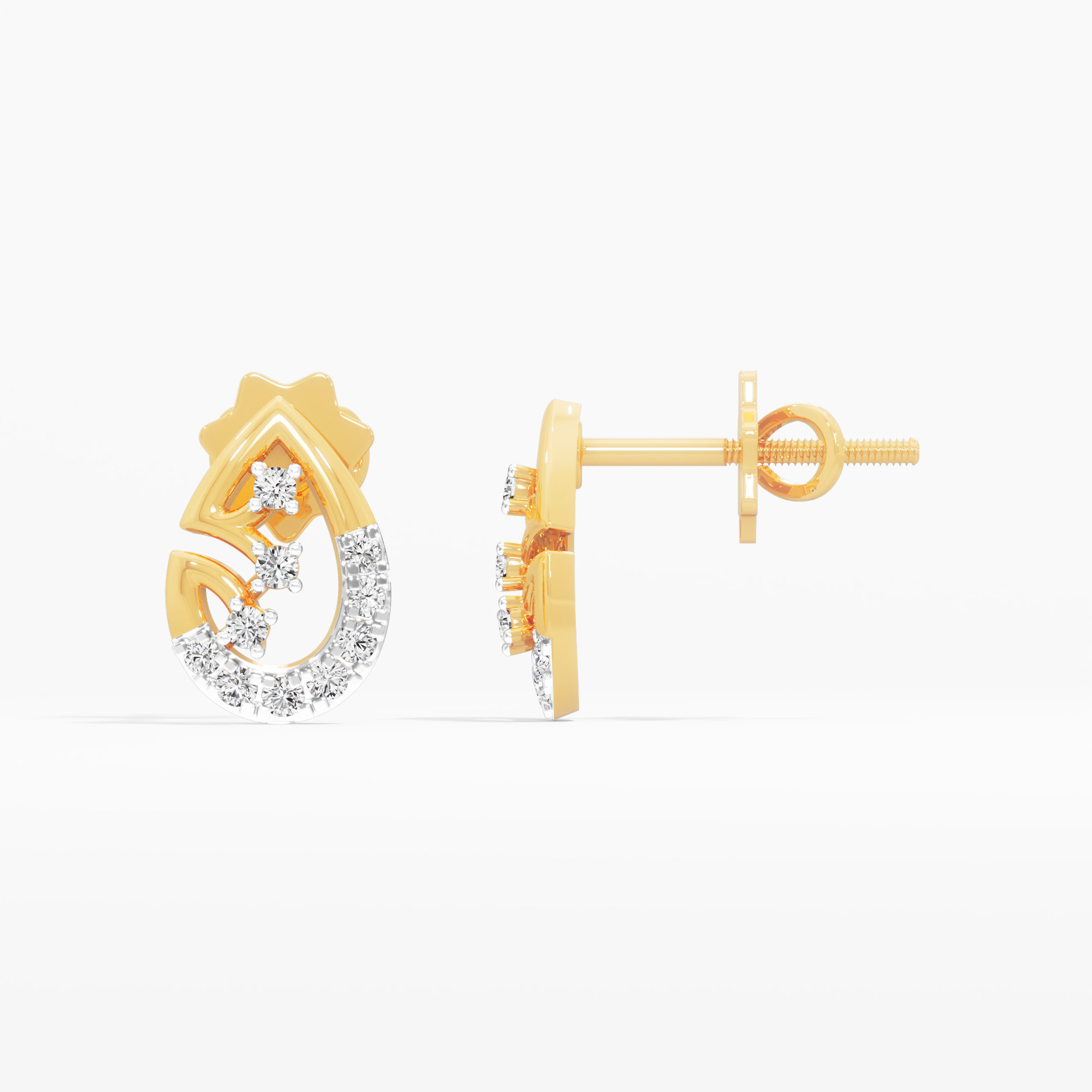 Celestial Stream Stud Earrings in 9KT Yellow Gold (Diamond Quality:FG-VVS VS)