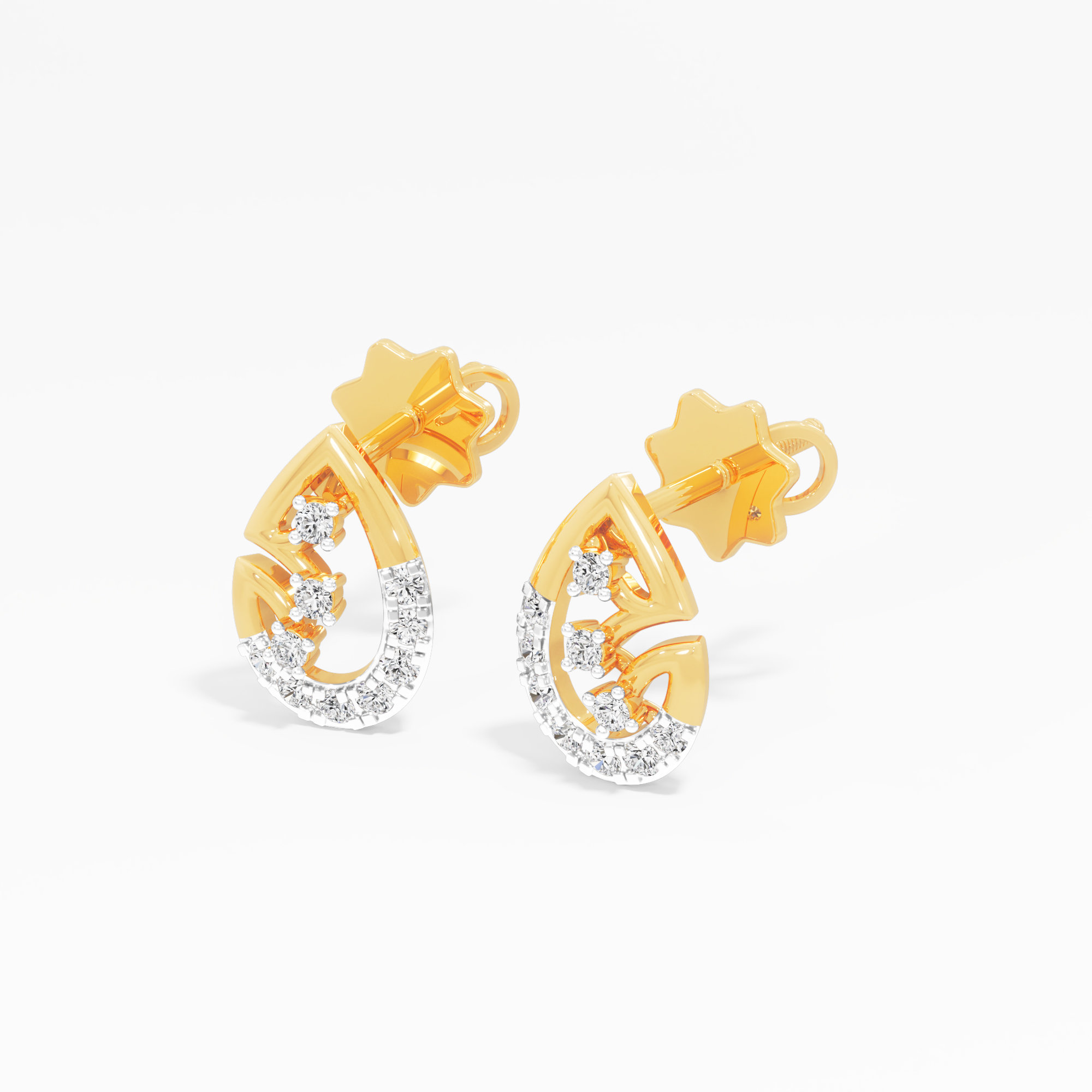 Celestial Stream Stud Earrings in 9KT Yellow Gold (Diamond Quality:FG-VVS VS)