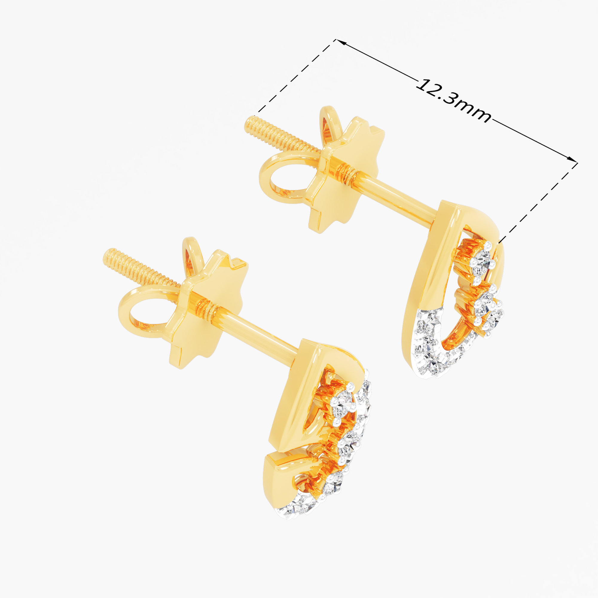 Celestial Stream Stud Earrings in 9KT Yellow Gold (Diamond Quality:FG-VVS VS)