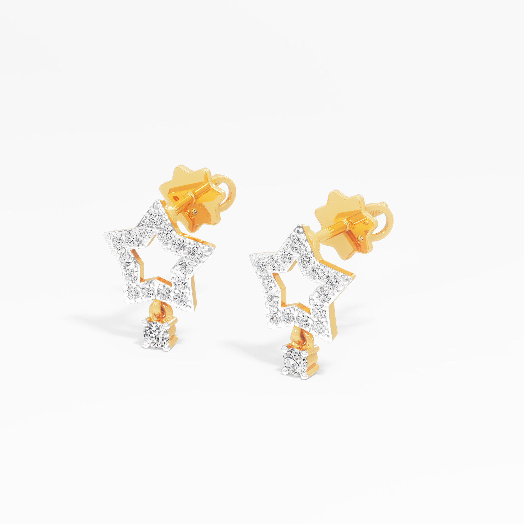 Stellar Drop Stud Earrings in 9KT Yellow Gold (Diamond Quality:FG-VVS VS)