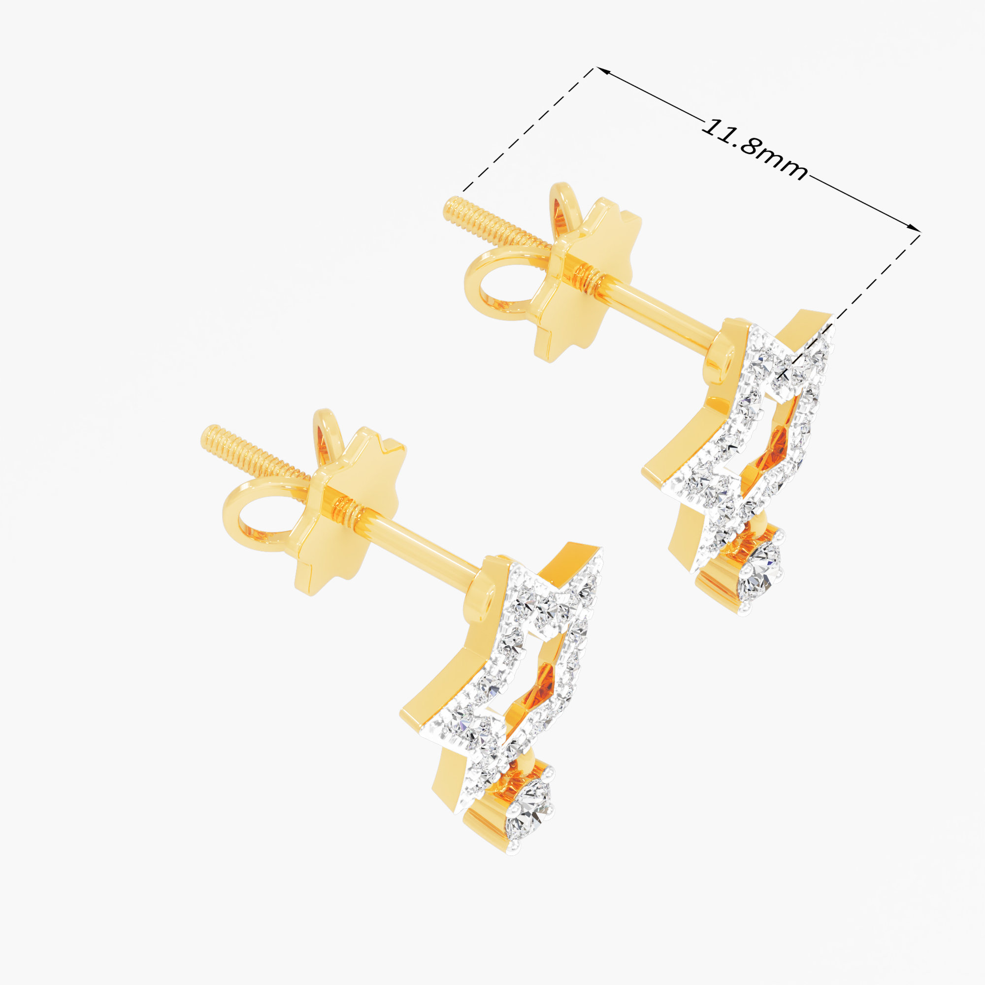 Stellar Drop Stud Earrings in 9KT Yellow Gold (Diamond Quality:FG-VVS VS)