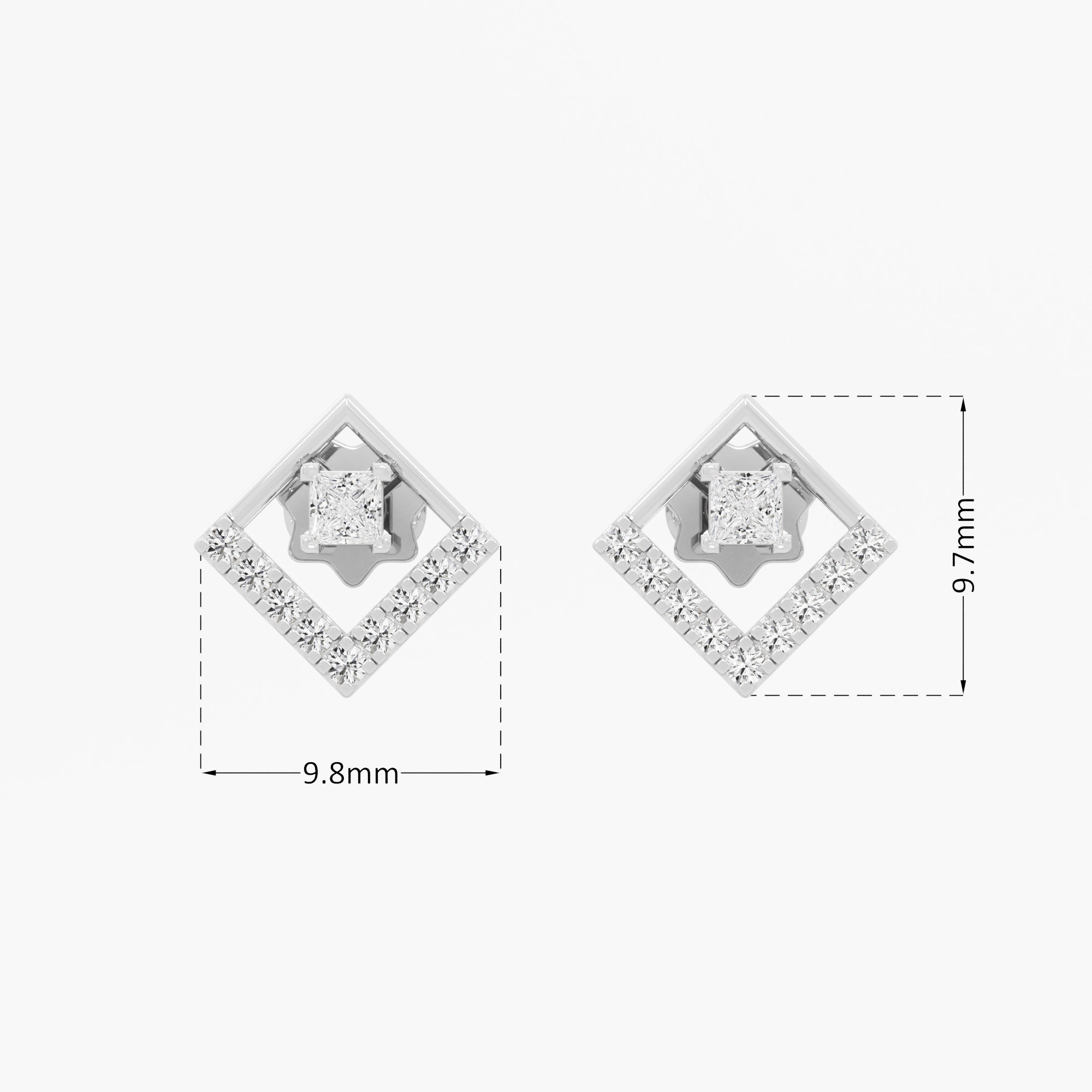 Geometric Gleam Studs Earrings in 9KT White Gold (Diamond Quality: FG-VVS VS)