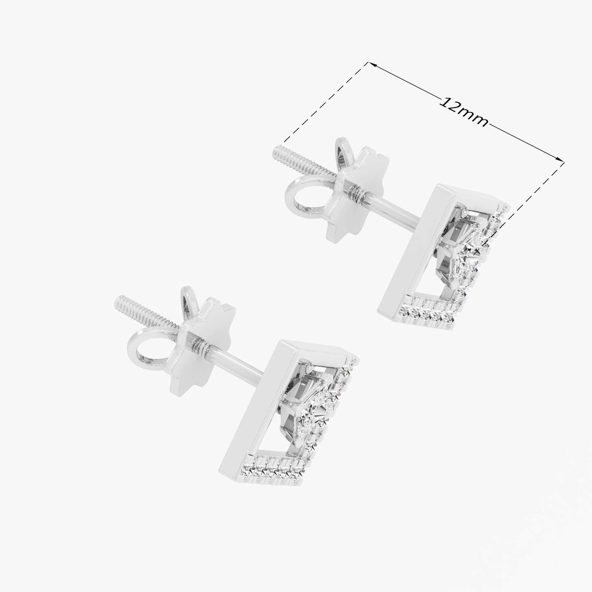 Geometric Gleam Studs Earrings in 9KT White Gold (Diamond Quality: FG-VVS VS)
