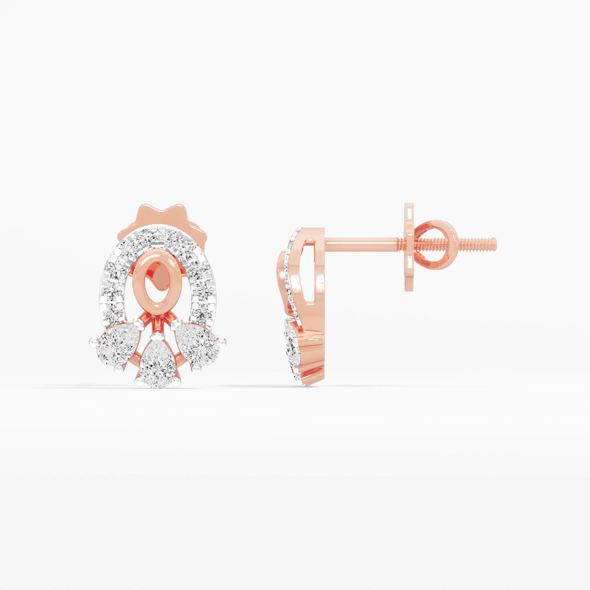 Starlight Curve Drops Earrings in 9KT Rose Gold (Diamond Quality: FG-VVS VS)