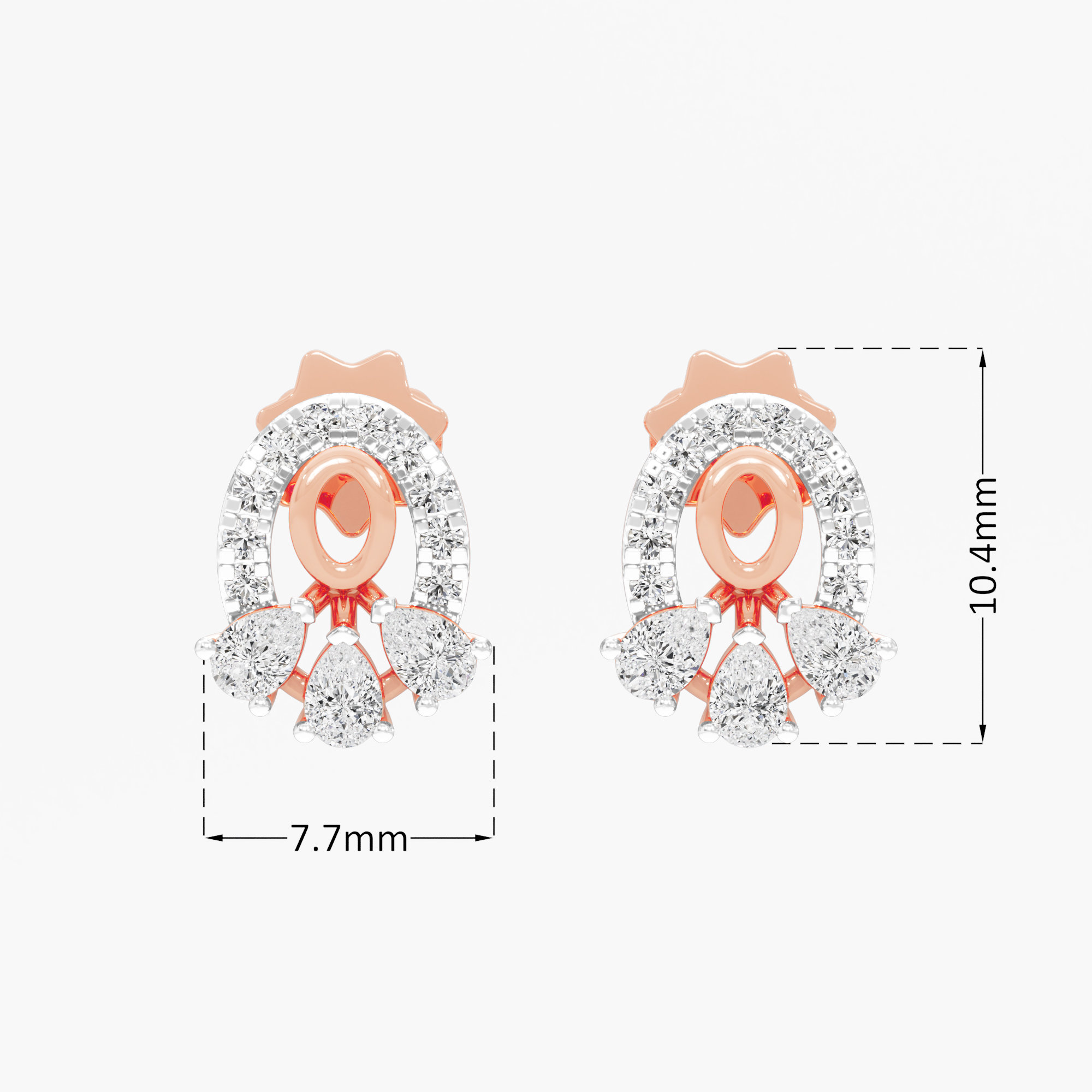 Starlight Curve Drops Earrings in 9KT Rose Gold (Diamond Quality: FG-VVS VS)