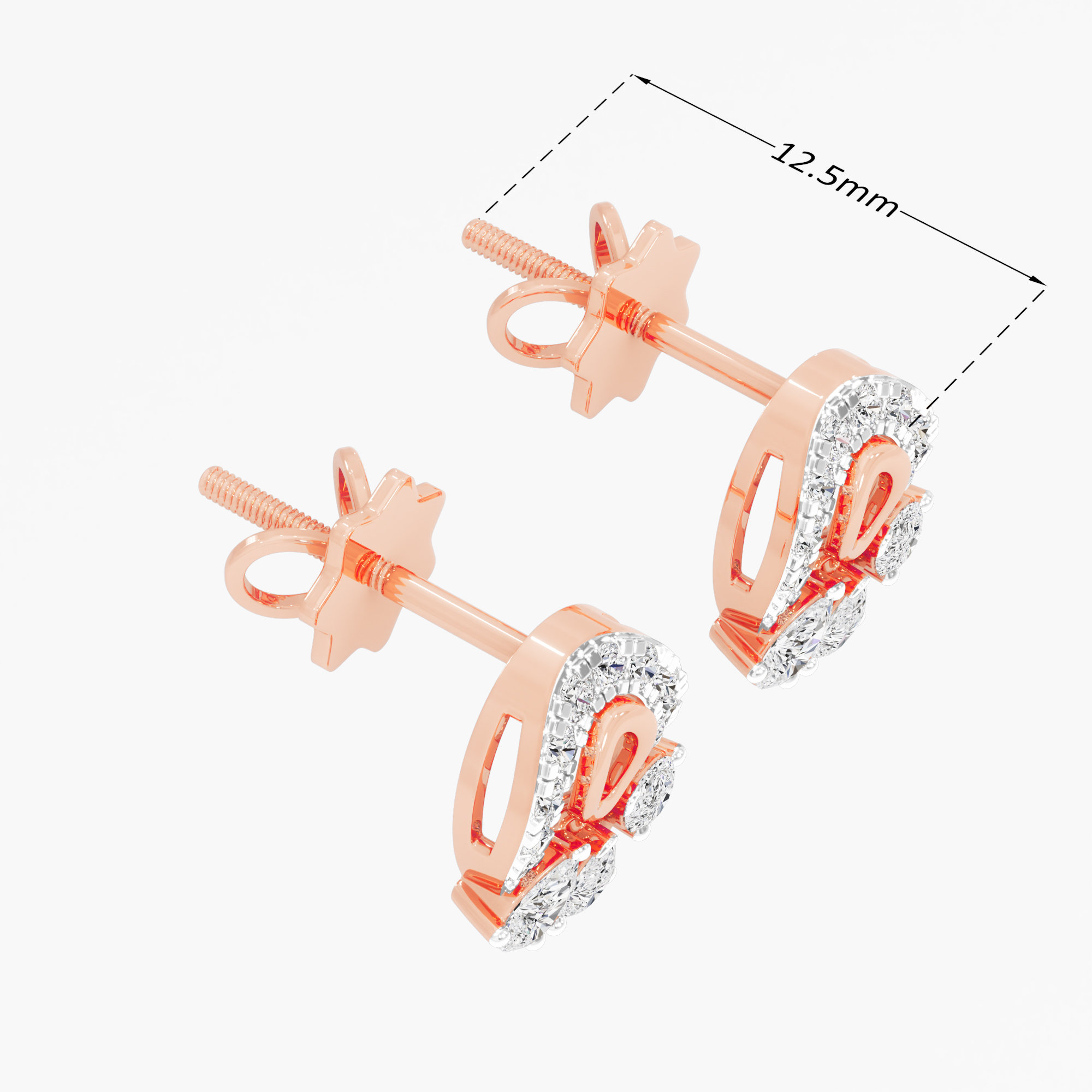 Starlight Curve Drops Earrings in 9KT Rose Gold (Diamond Quality: FG-VVS VS)