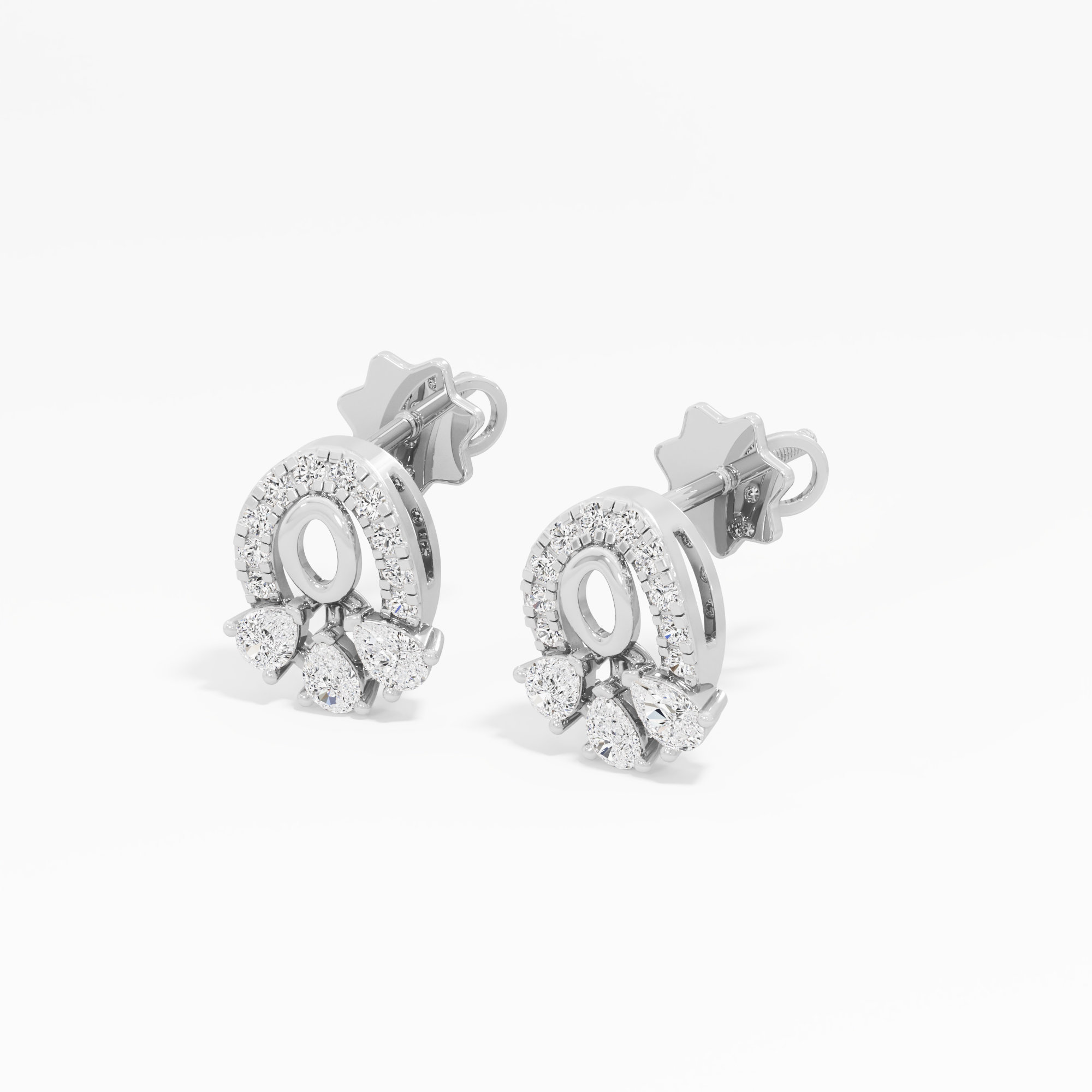 Starlight Curve Drops Earrings in 9KT White Gold (Diamond Quality: FG-VVS VS)