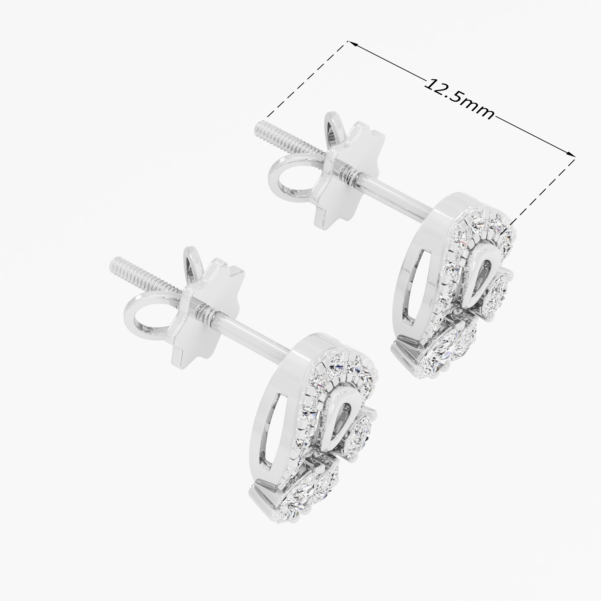 Starlight Curve Drops Earrings in 9KT White Gold (Diamond Quality: FG-VVS VS)