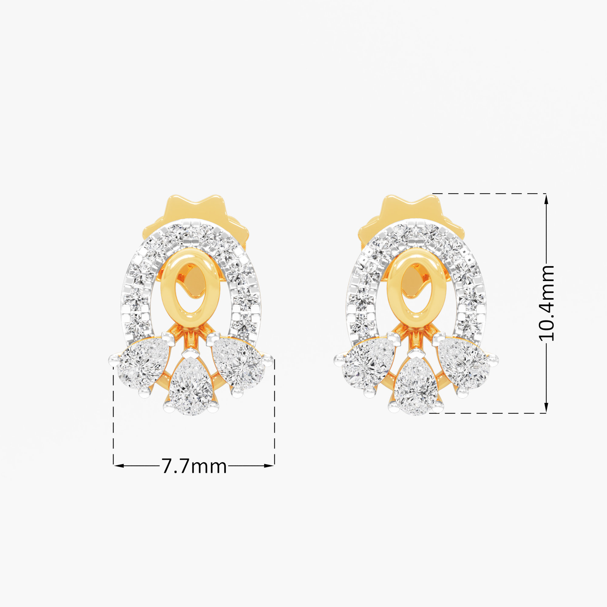 Starlight Curve Drops Earrings in 9KT Yellow Gold (Diamond Quality: FG-VVS VS)