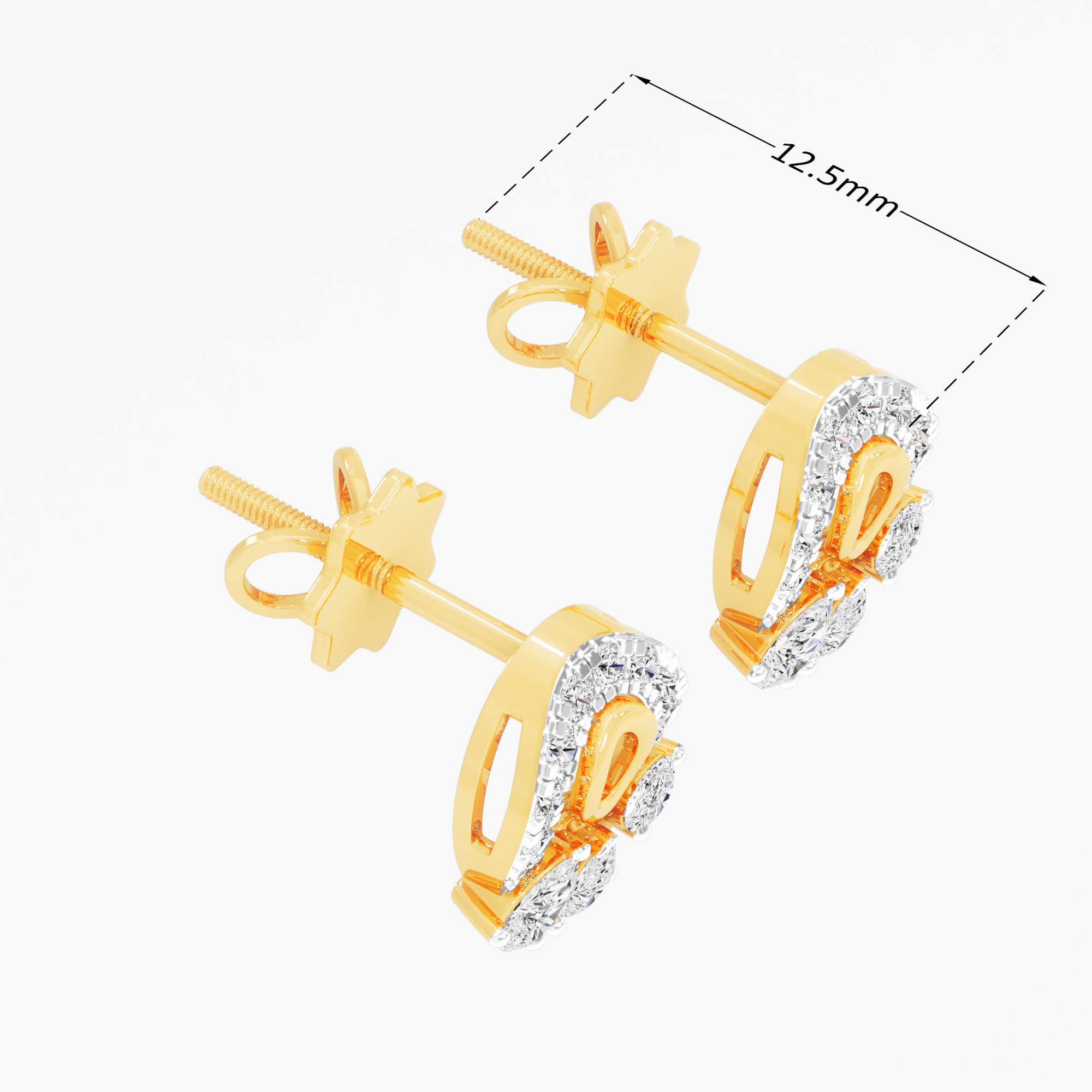 Starlight Curve Drops Earrings in 9KT Yellow Gold (Diamond Quality: FG-VVS VS)