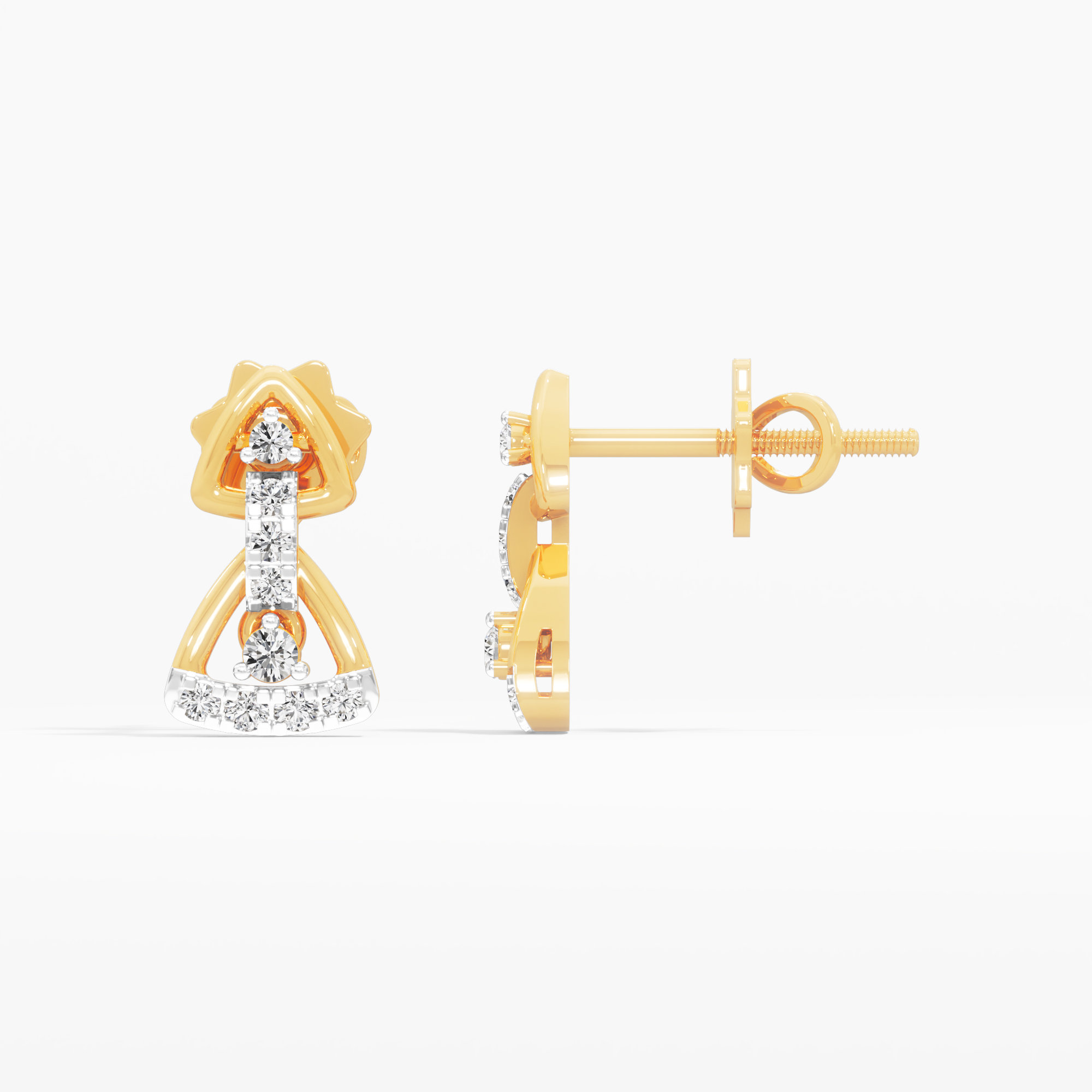 Zenith Drop Stud Earrings in 9KT Yellow Gold (Diamond Quality: FG-VVS VS)